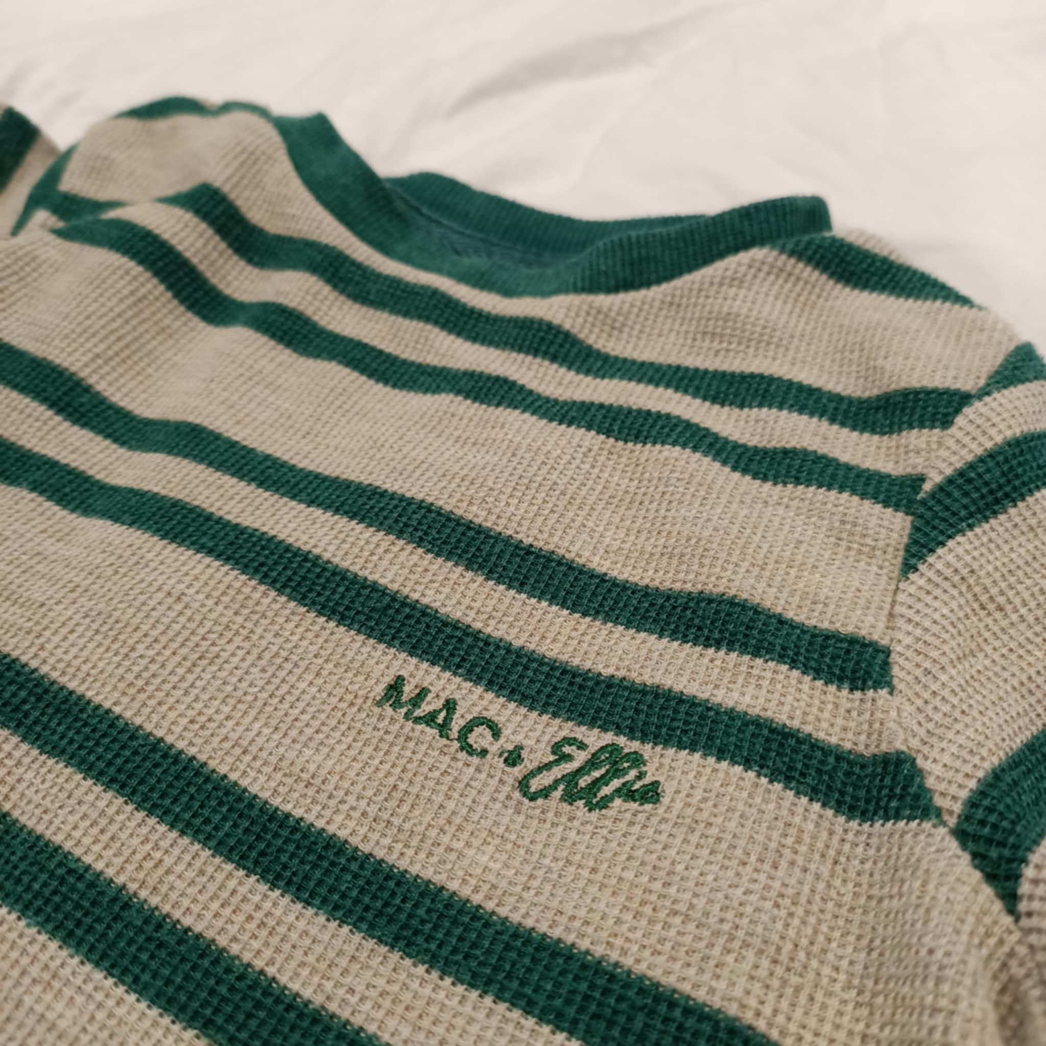 MAC + ELLIE top size 4 boys waffle long sleeve green stripes