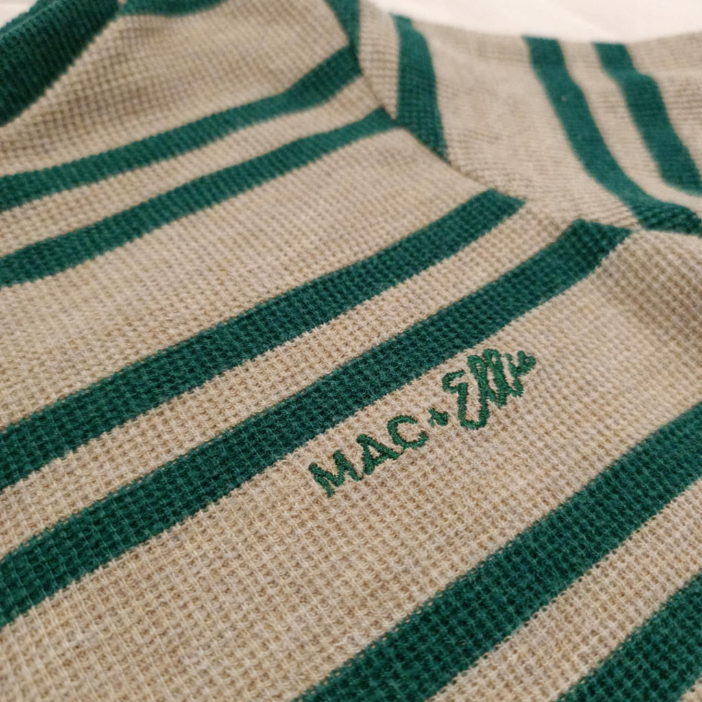 MAC + ELLIE top size 4 boys waffle long sleeve green stripes