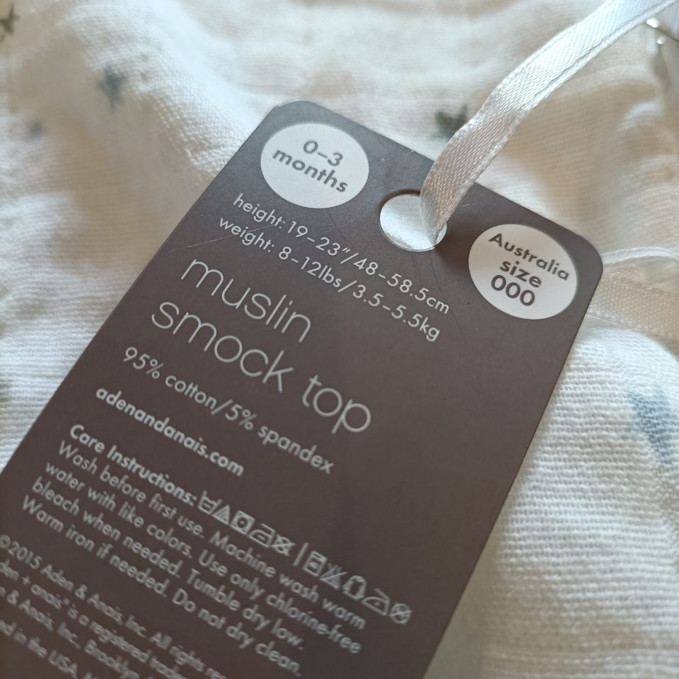 *NEW ADEN + ANAIS muslin smock top baby girls size 0-3m BNWT