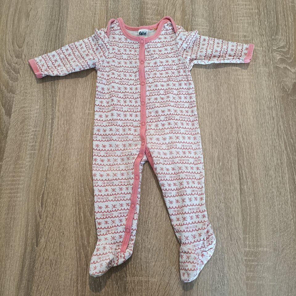 OSHKOSH baby onesie size 3-6m girls long sleeve pink/white