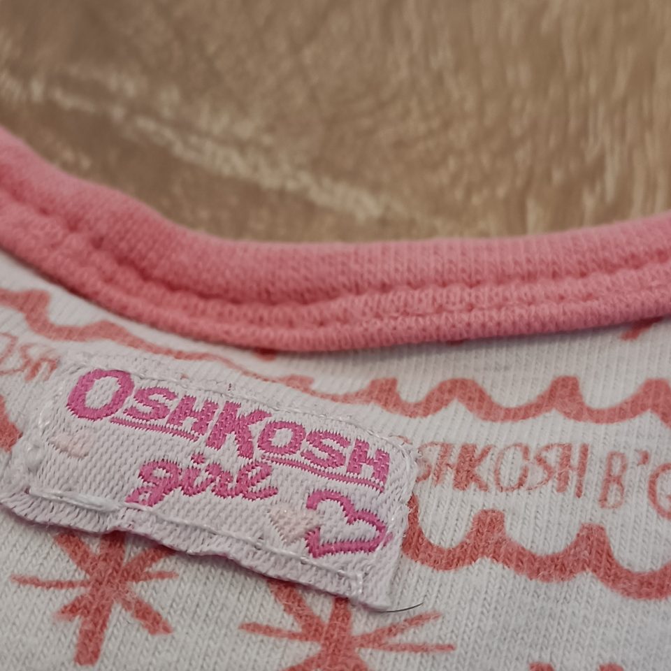 OSHKOSH baby onesie size 3-6m girls long sleeve pink/white