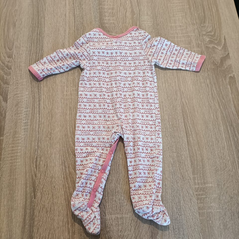 OSHKOSH baby onesie size 3-6m girls long sleeve pink/white