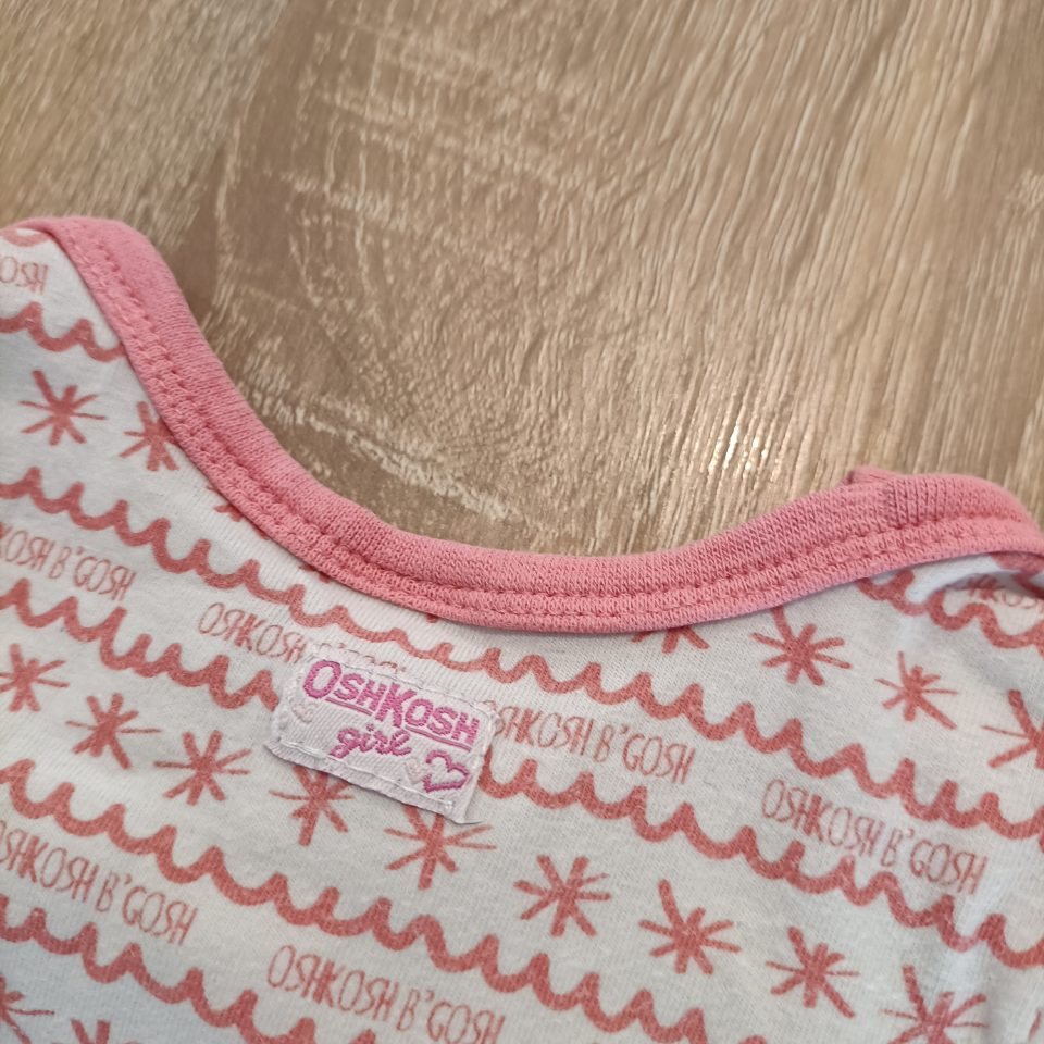 OSHKOSH baby onesie size 3-6m girls long sleeve pink/white
