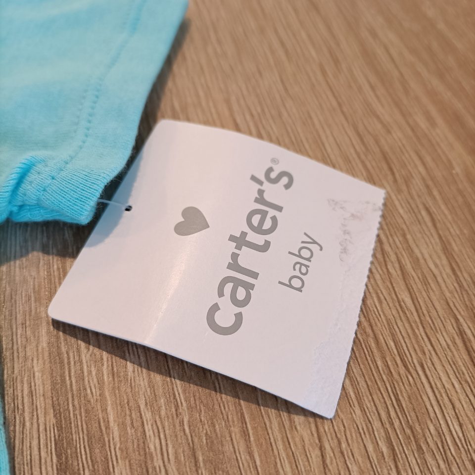 *NEW Carter's baby bodysuit size 9m girls blue short sleeve cupcake BNWT