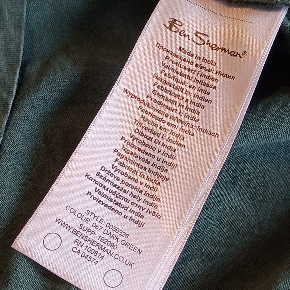 BEN SHERMAN tee size S mens short sleeve dark green