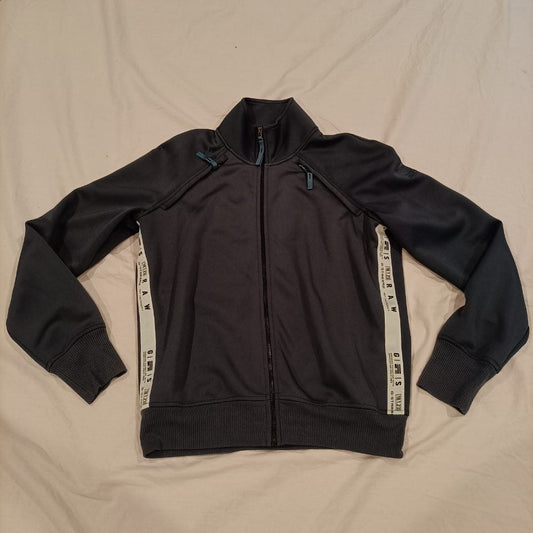 G-STAR RAW stripe slim funnel zip thru sweater size S womens navy