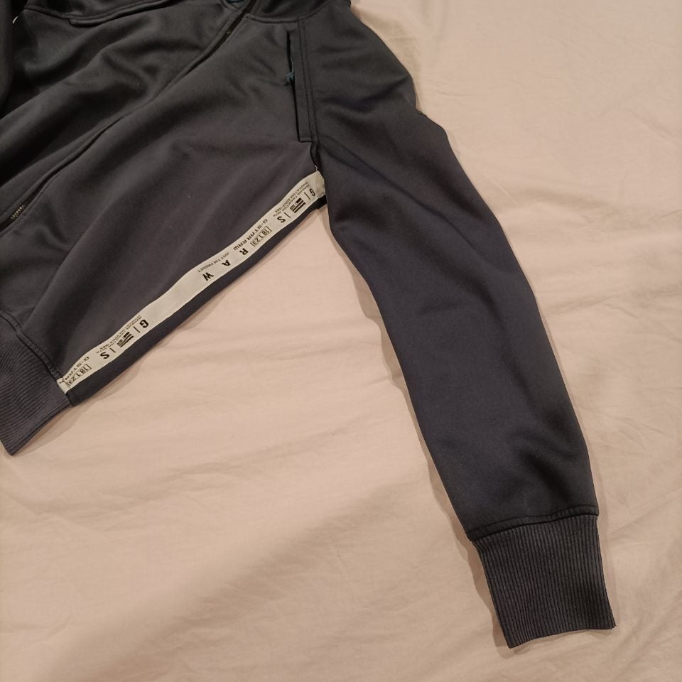 G-STAR RAW stripe slim funnel zip thru sweater size S womens navy