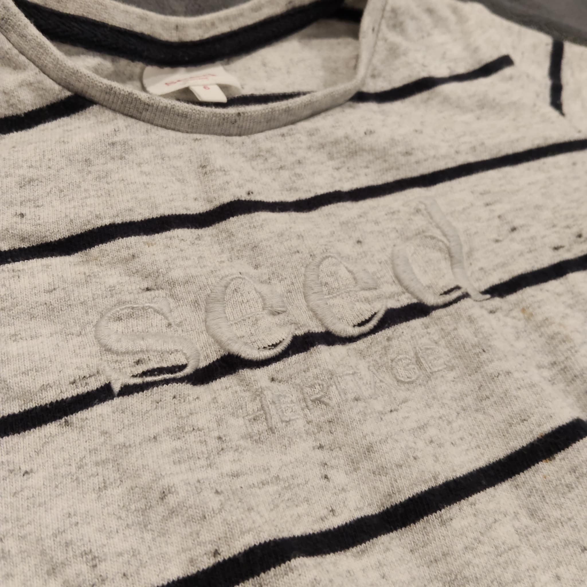 SEED top size 6 long sleeve stripes embroidered logo