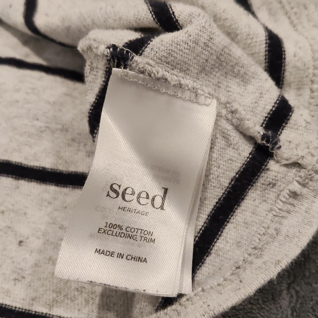 SEED top size 6 long sleeve stripes embroidered logo