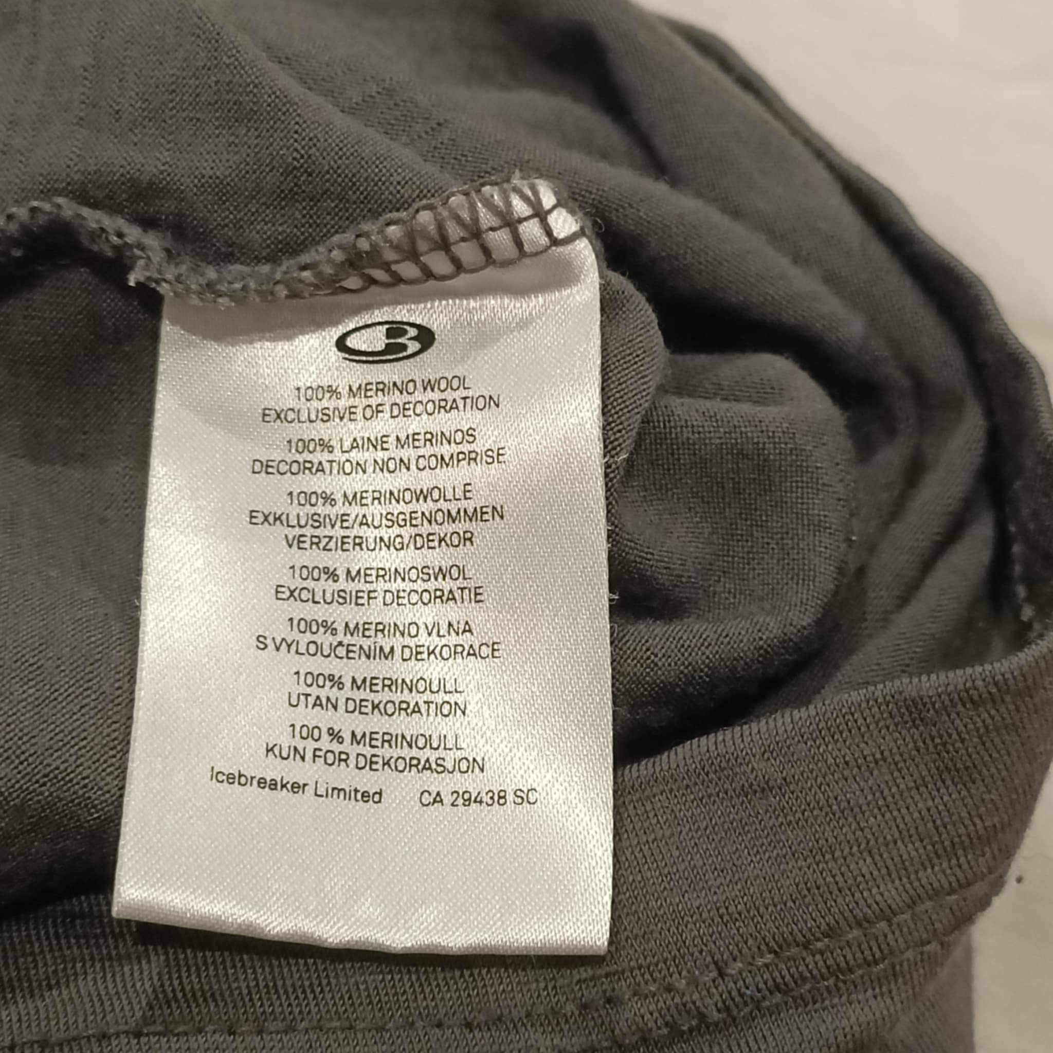 ICEBREAKER Merino top size 7-8y unisex kids long sleeve grey