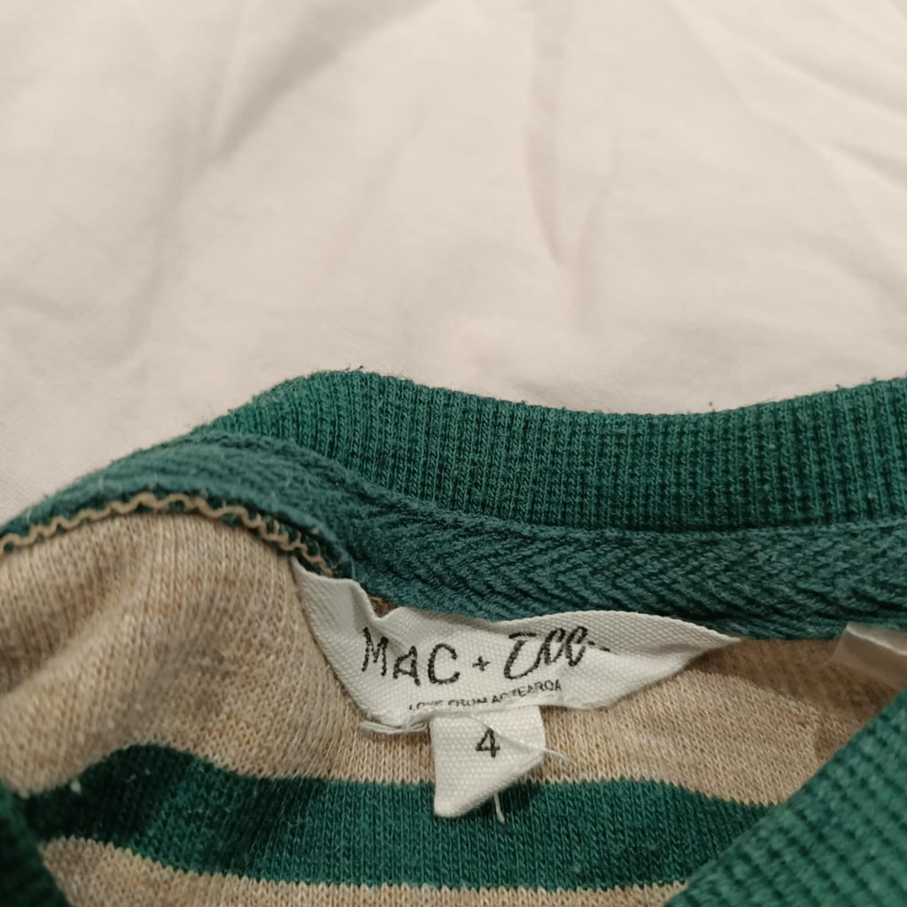 MAC + ELLIE top size 4 boys waffle long sleeve green stripes