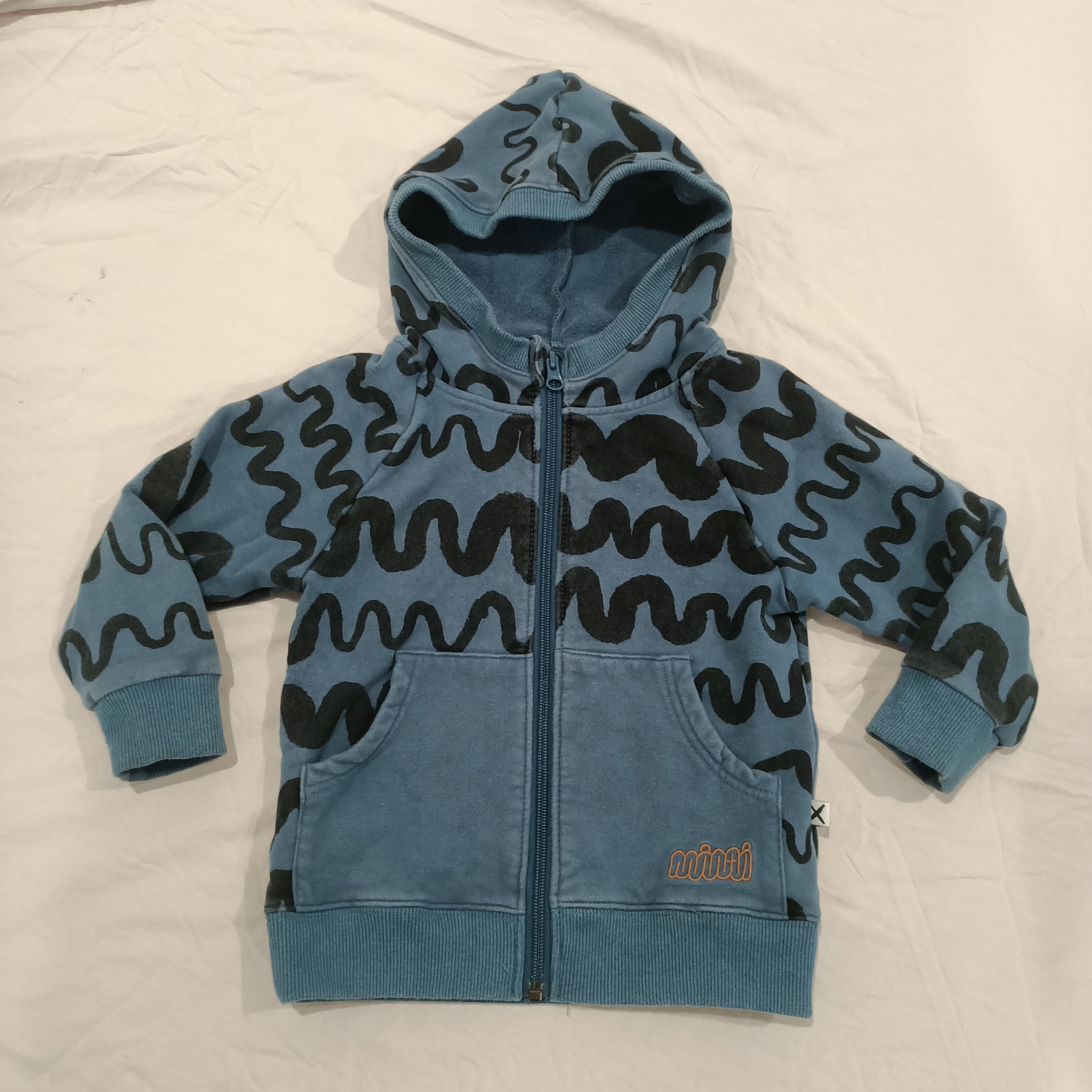 MINTI zip hoodie size 4 boys blue/black