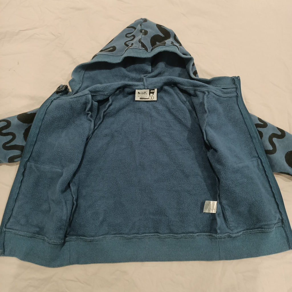 MINTI zip hoodie size 4 boys blue/black