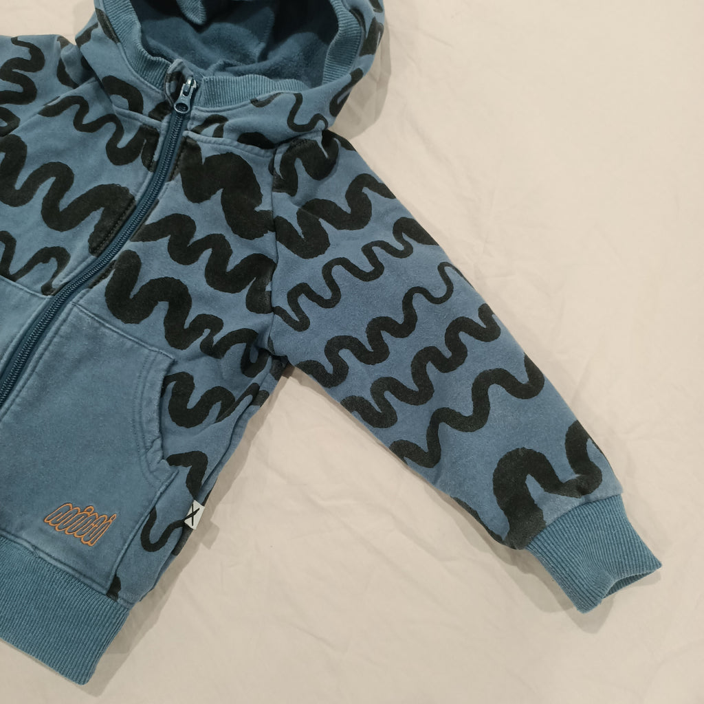 MINTI zip hoodie size 4 boys blue/black