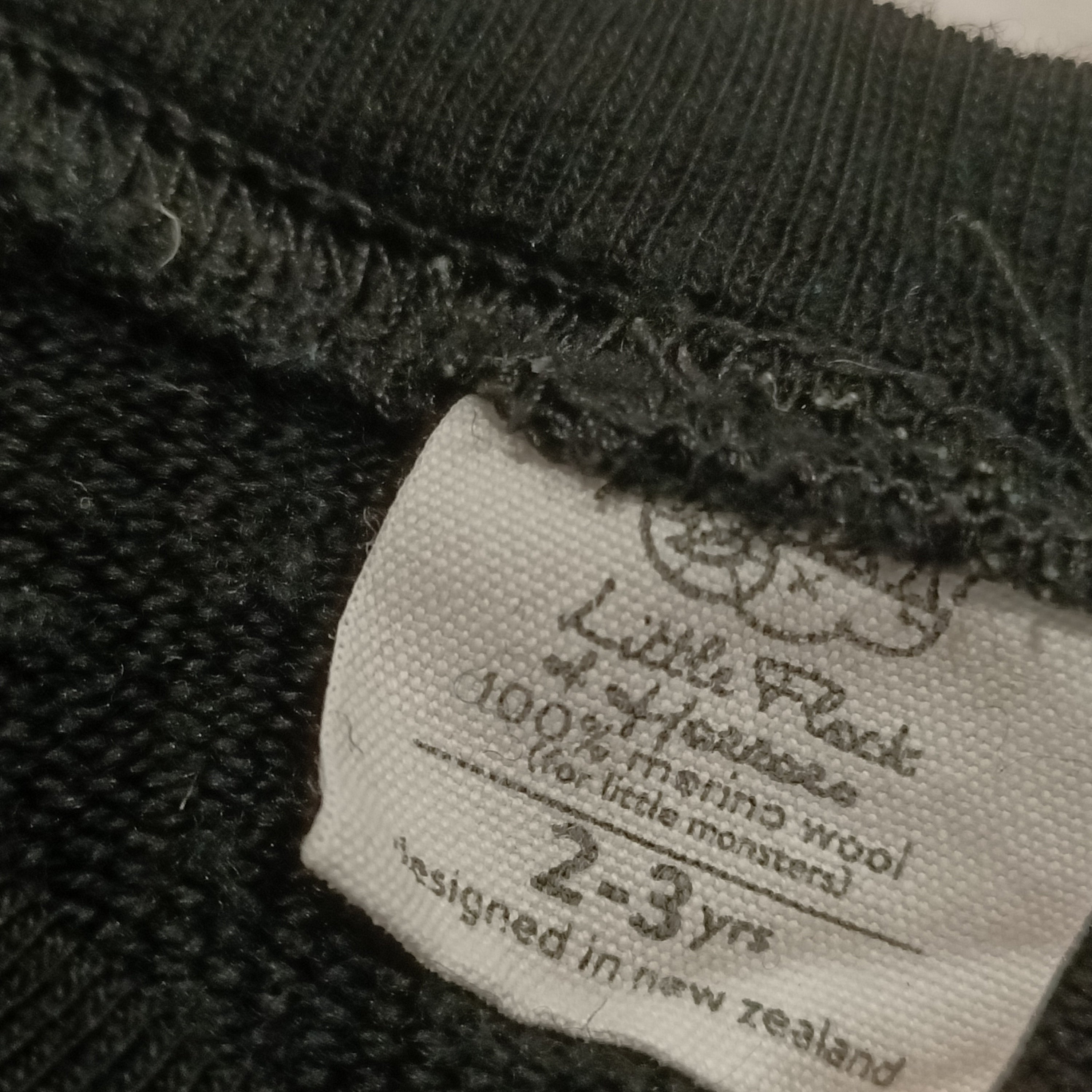 LITTLE FLOCK OF HORNS Merino jumper size 2-3y boys black BOOM