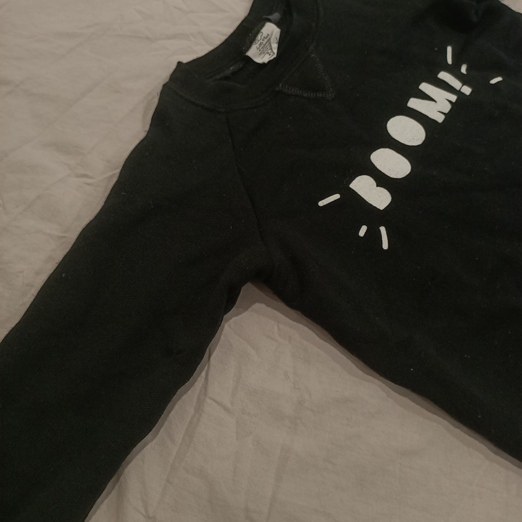 LITTLE FLOCK OF HORNS Merino jumper size 2-3y boys black BOOM