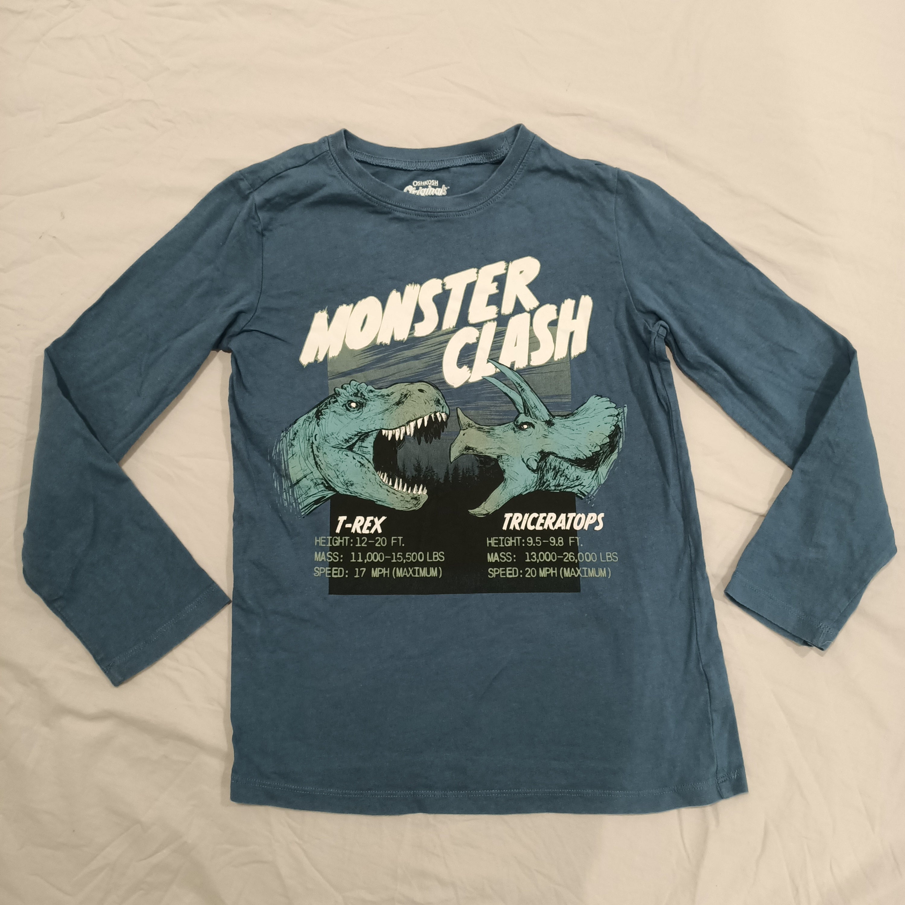 OSHKOSH top size 10y boys long sleeve MONSTER CLASH