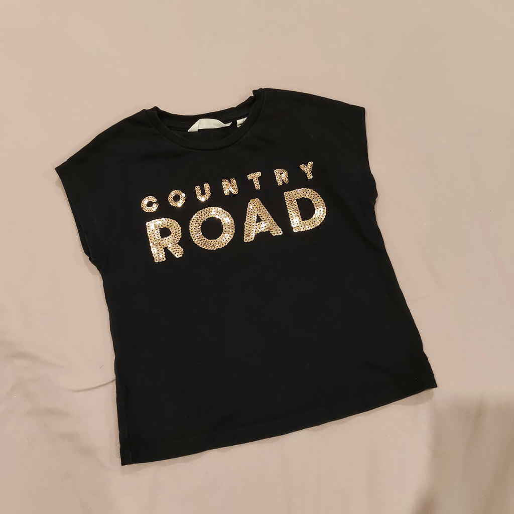 COUNTRY ROAD top size 2 girls black short sleeve