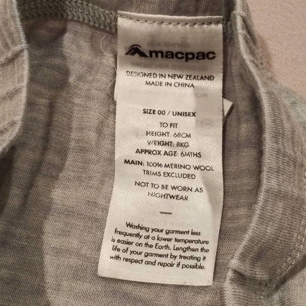 MACPAC Merino pants size 6m baby unisex grey