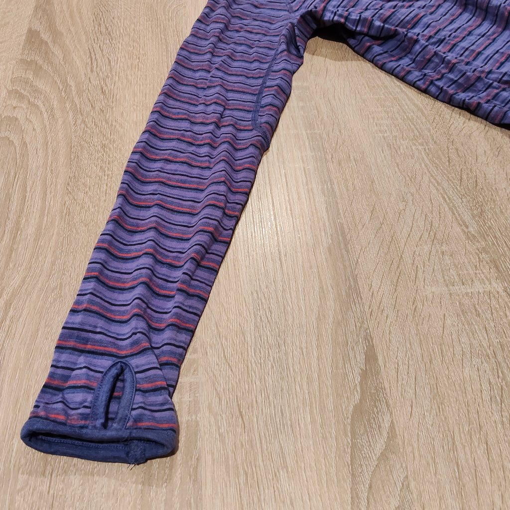 KATHMANDU 100% Merino top size 10yrs kids unisex - purple stripes