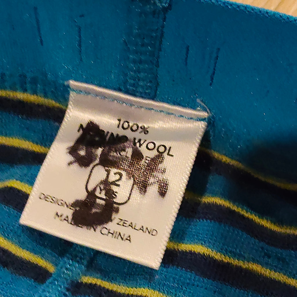 MACPAC 100% Merino leggings size 10y unisex kids - blue stripes