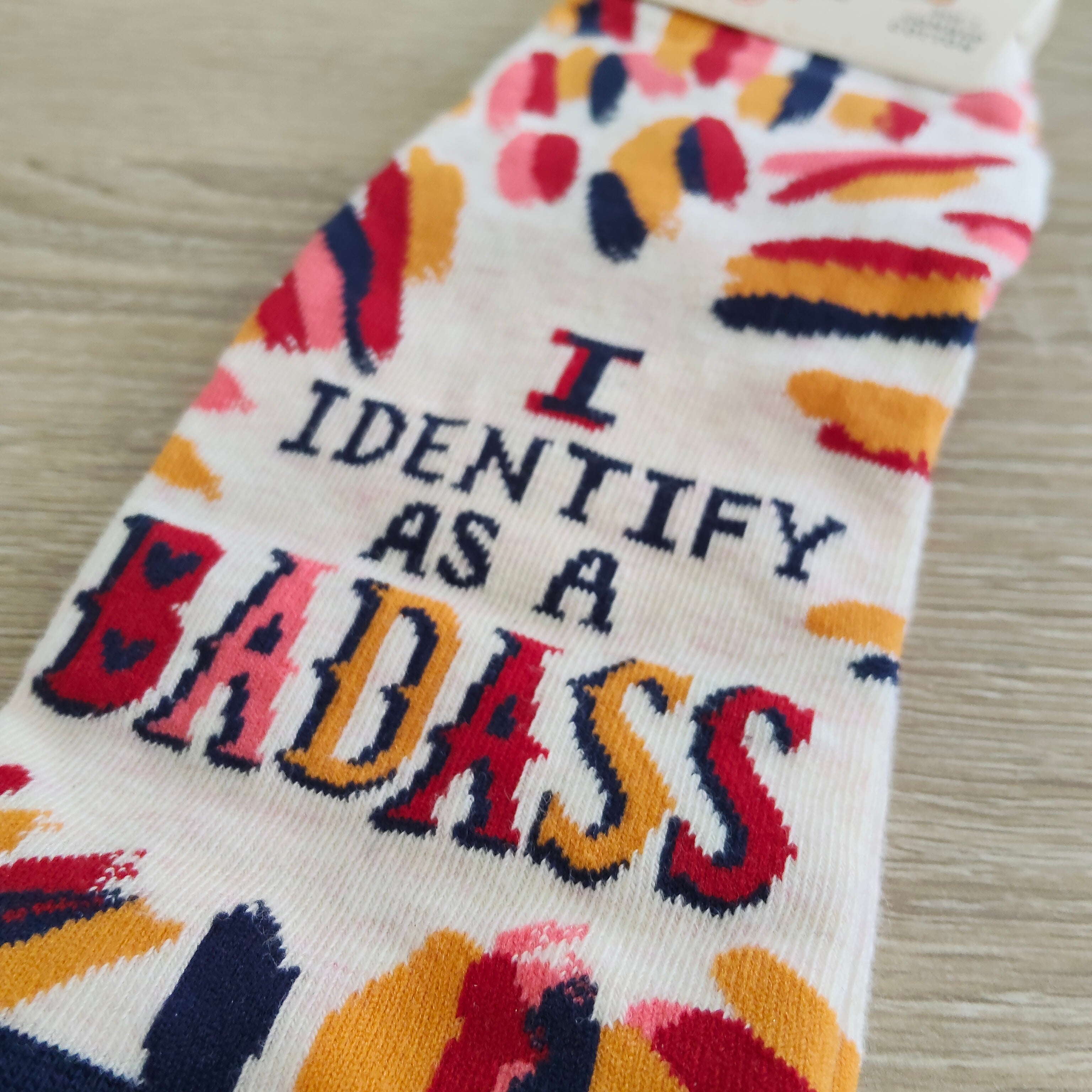 NEW BLUE Q socks size 5-10 Women 'I identify as a Badass'