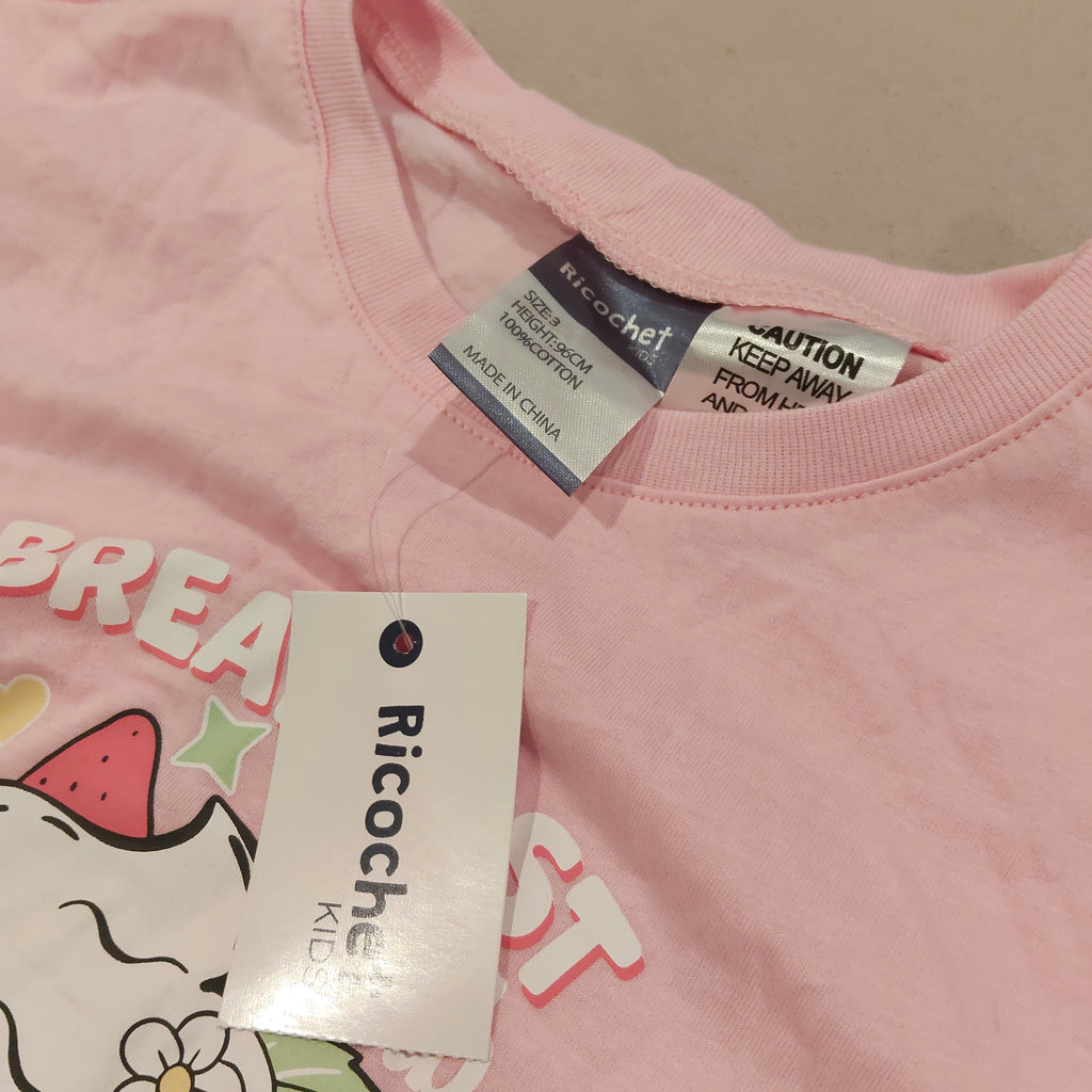 NEW Breakfast Club pyjama set size 3 Ricochet pink