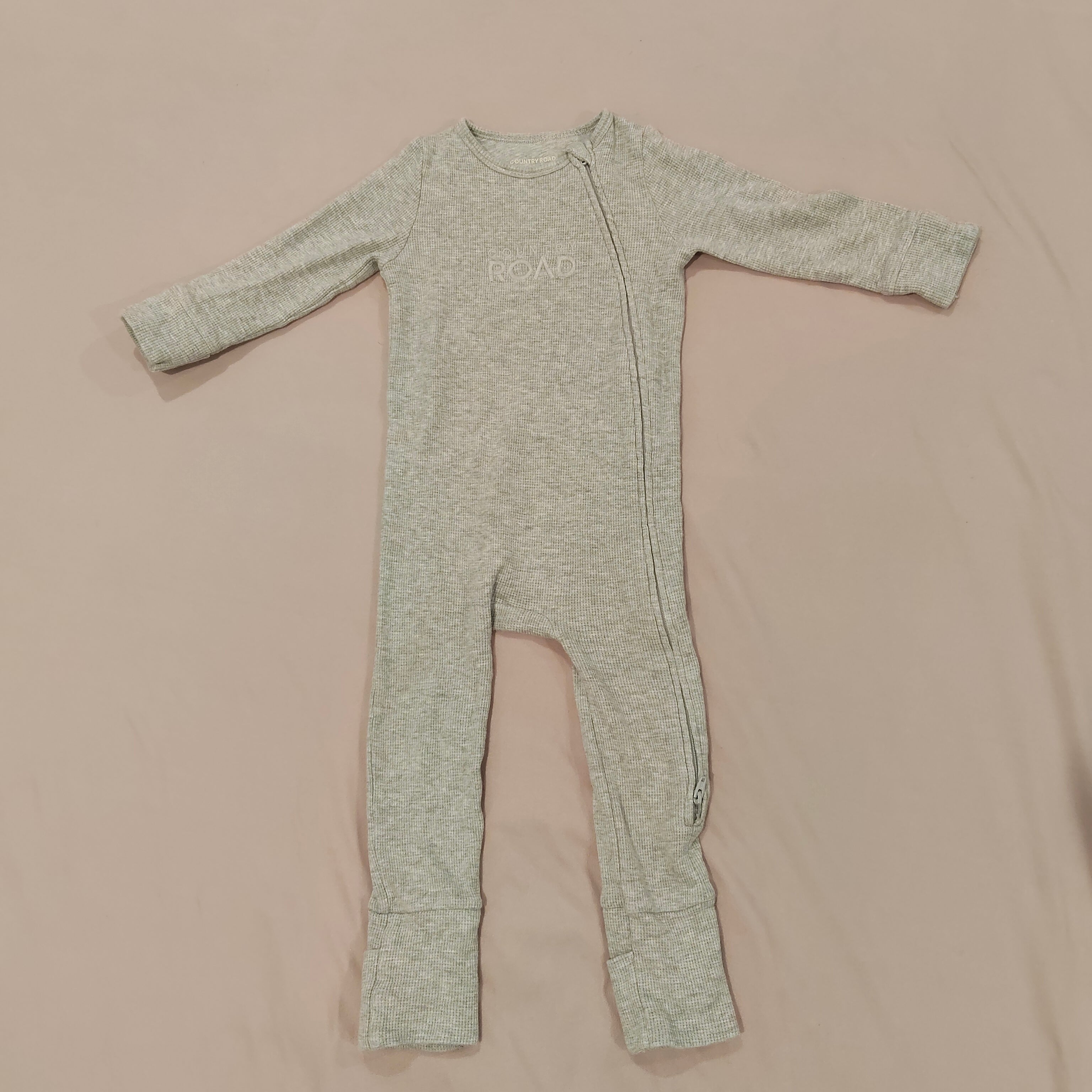 COUNTRY ROAD logo jumpsuit size 12-18m baby organic cotton grey