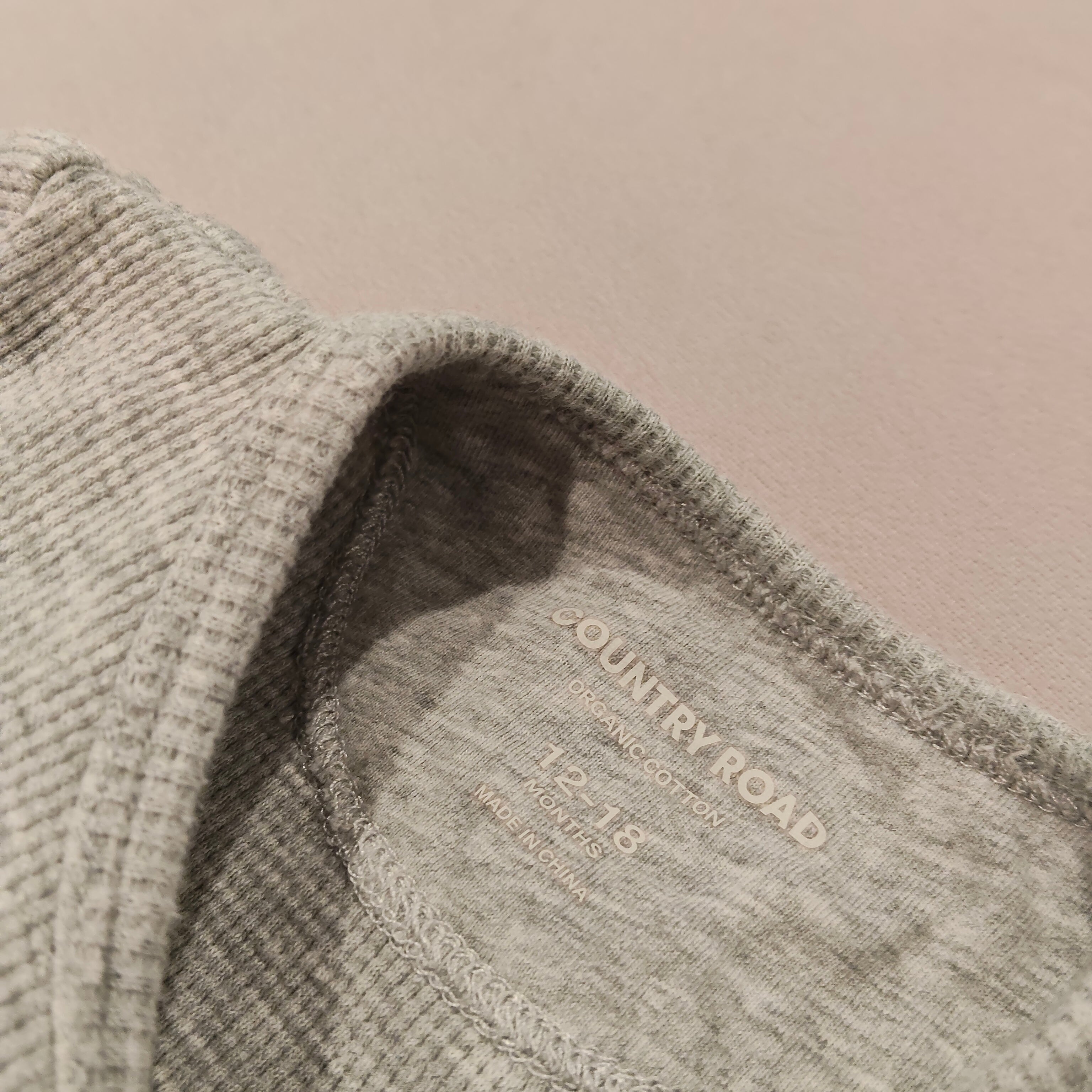 COUNTRY ROAD logo jumpsuit size 12-18m baby organic cotton grey