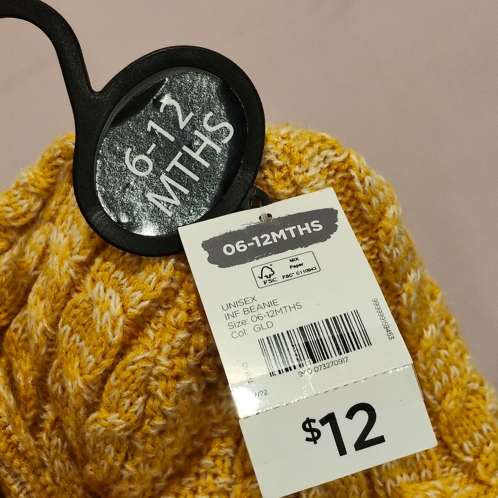 NEW beanie size 6-12m baby yellow BNWT
