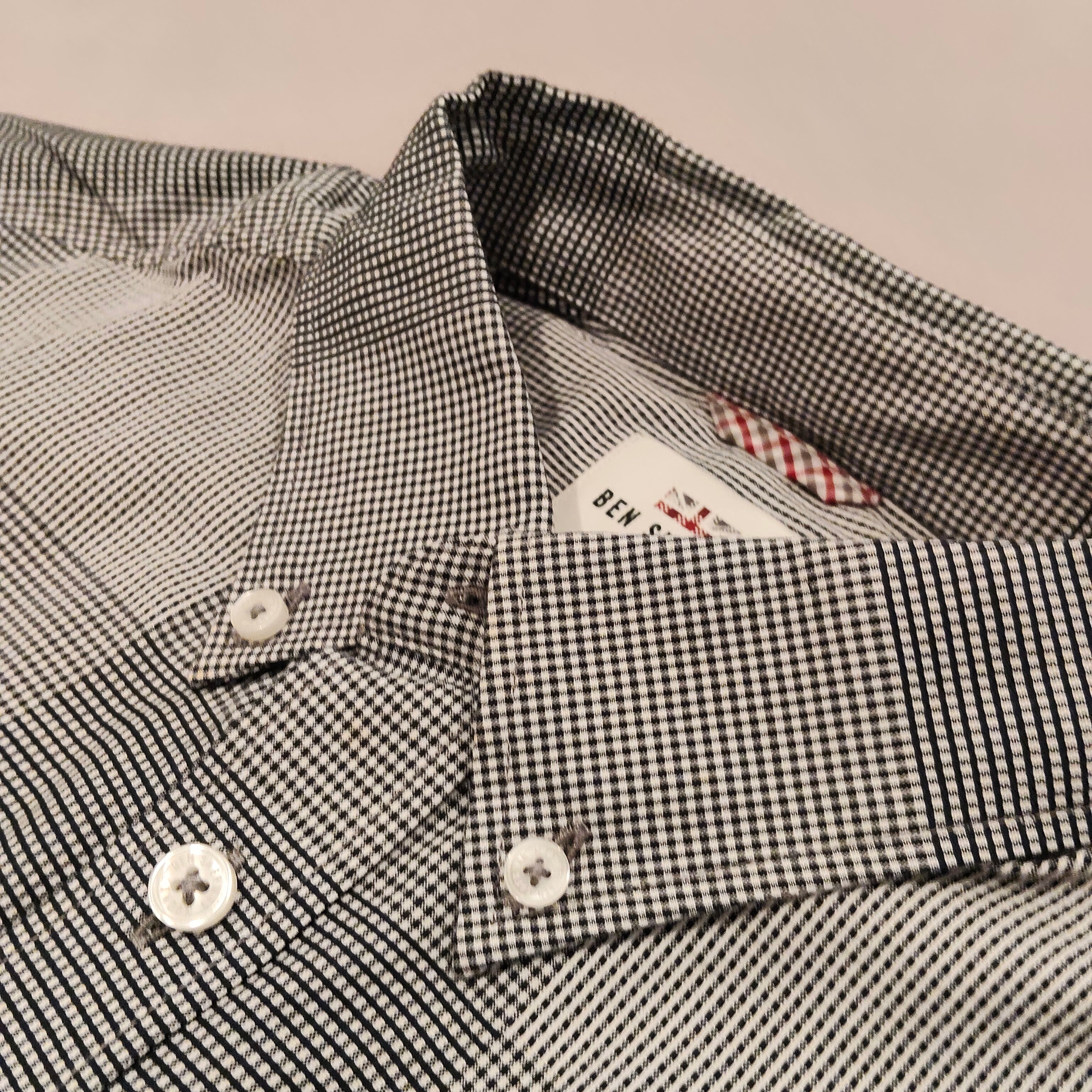 New BEN SHERMAN shirt size M Mens checkered short sleeve