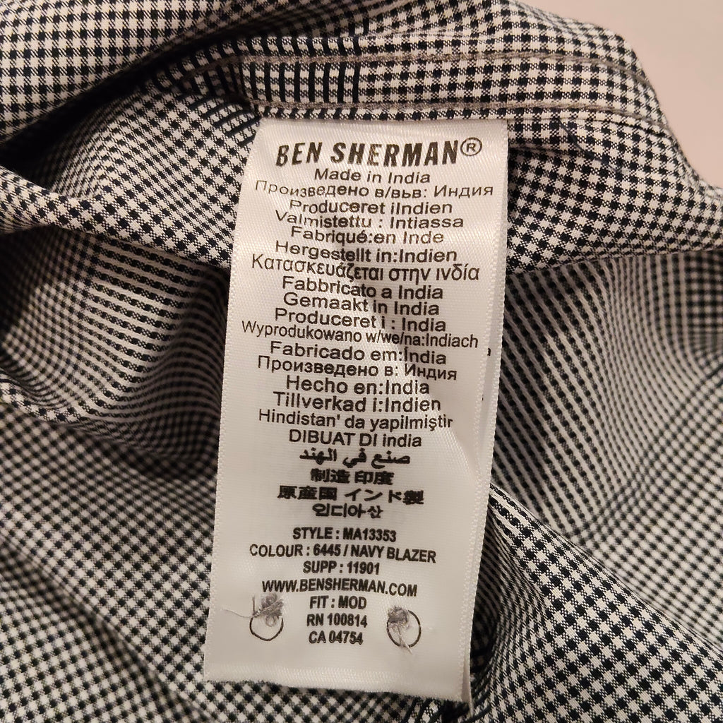 New BEN SHERMAN shirt size M Mens checkered short sleeve