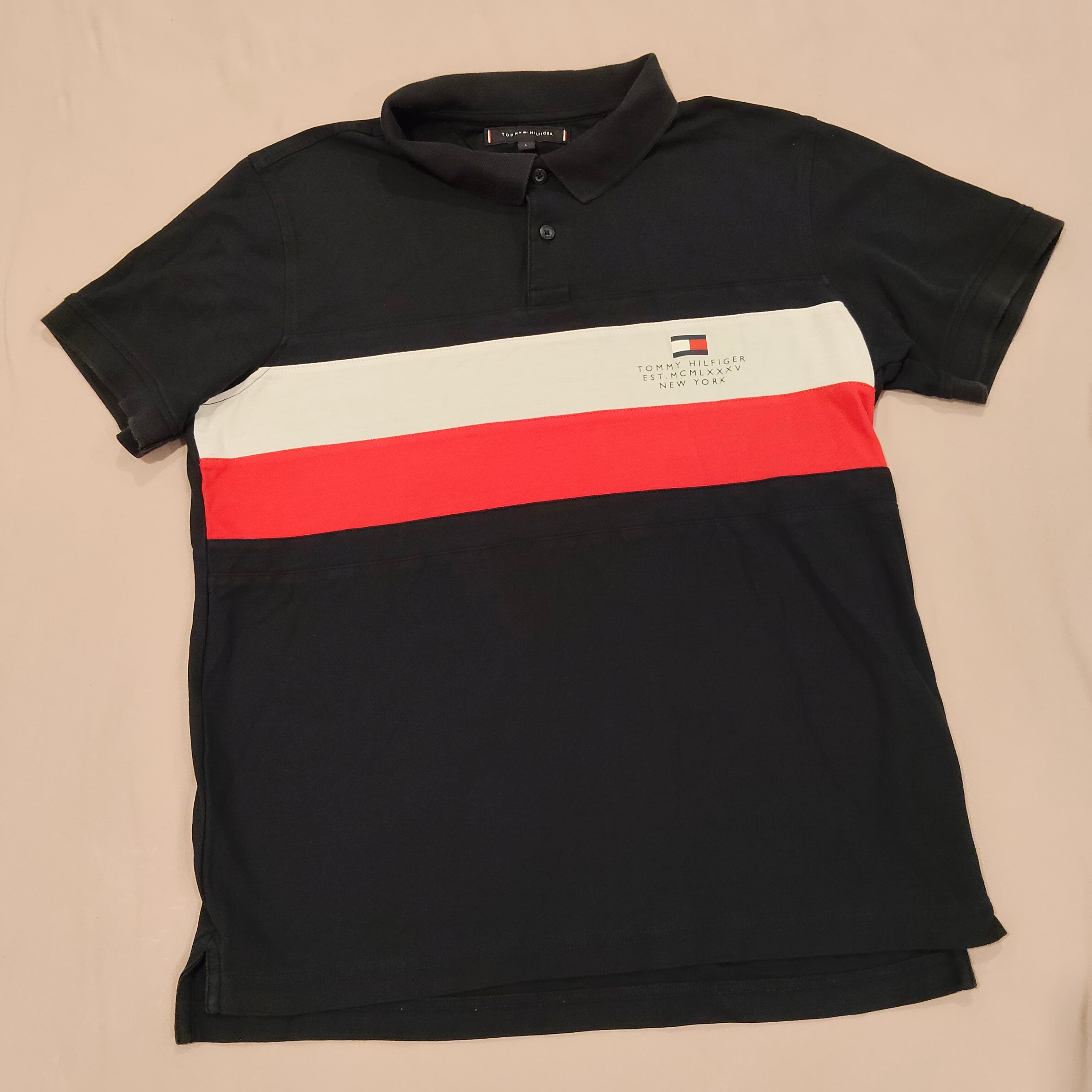 TOMMY HILFIGER polo top size L Mens Slim Fit short sleeve
