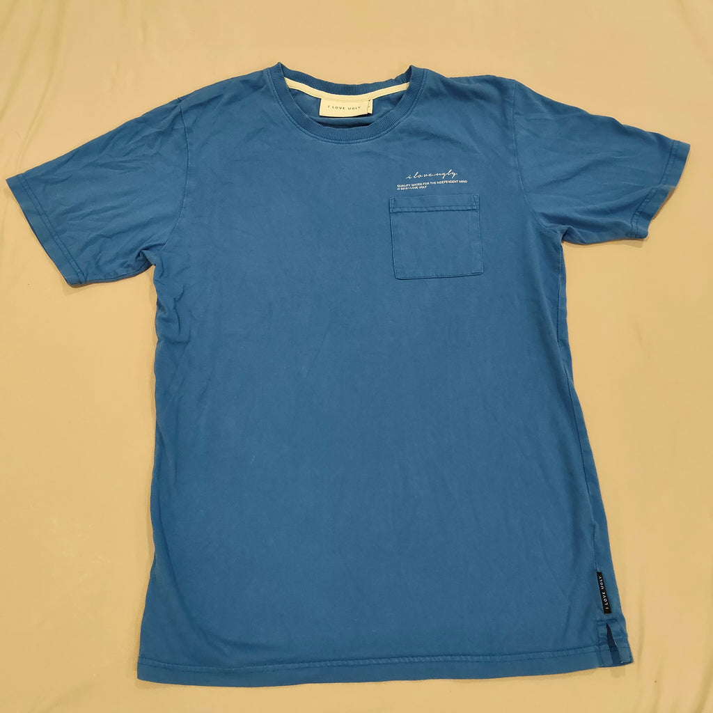 I LOVE UGLY tee size S Mens Blue short sleeve