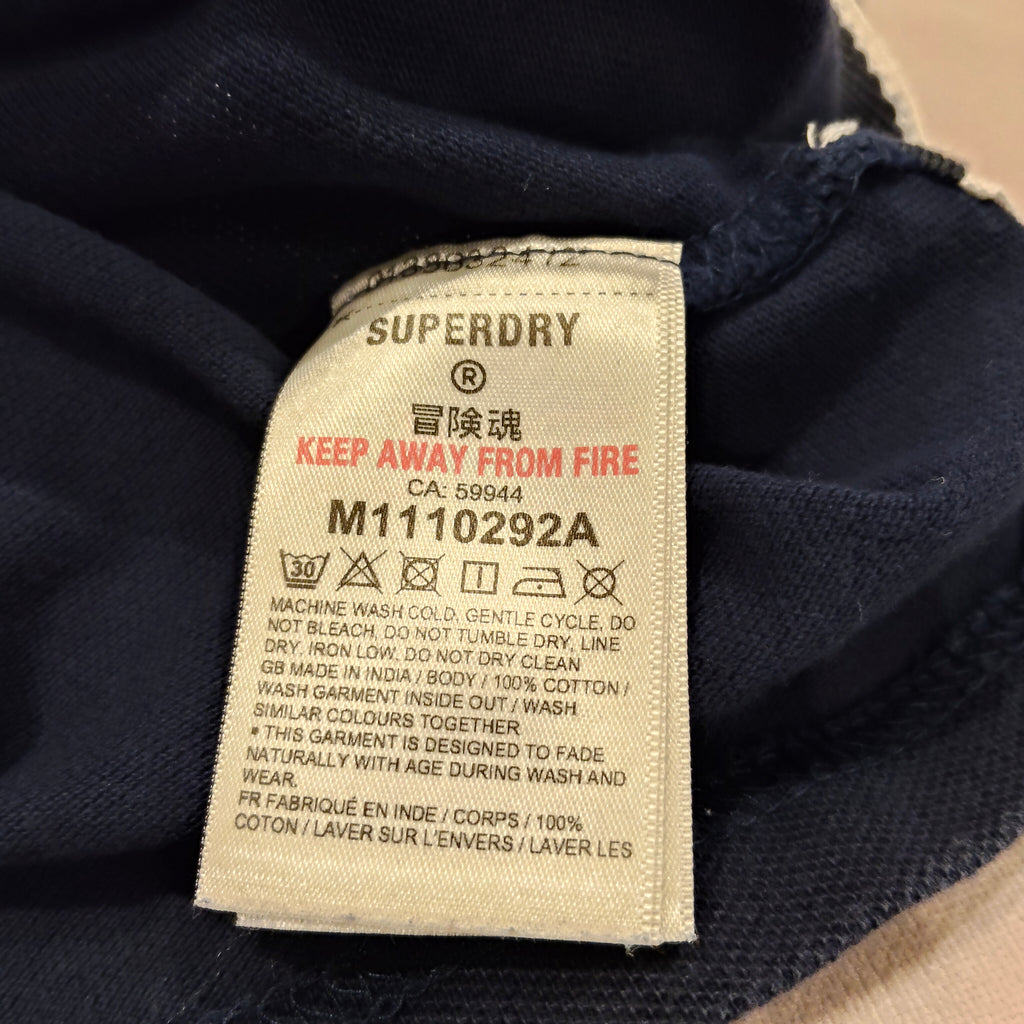 SUPERDRY Polo Shirt size L Mens Organic Cotton Navy