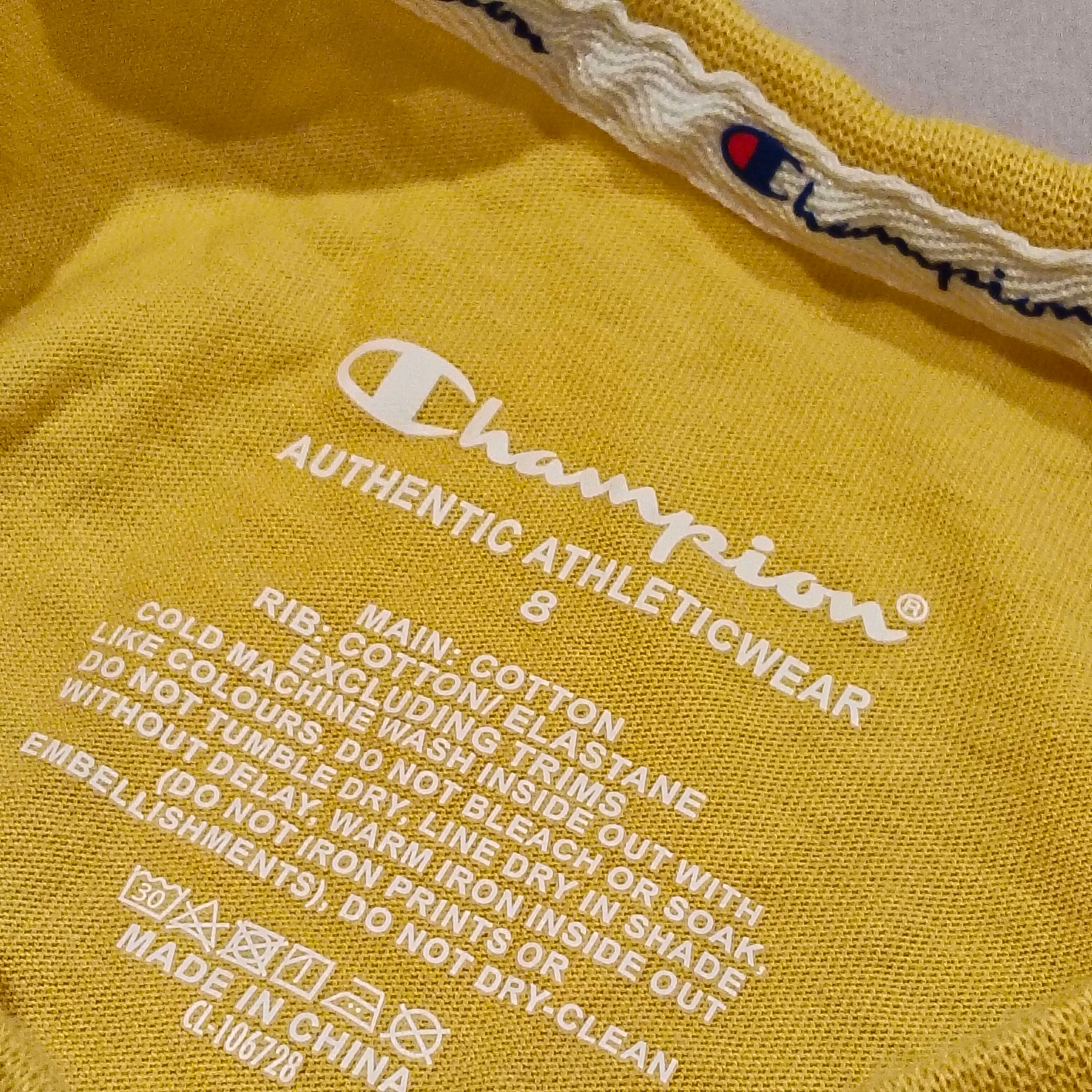 CHAMPION tee size 8 girls yellow short sleeve