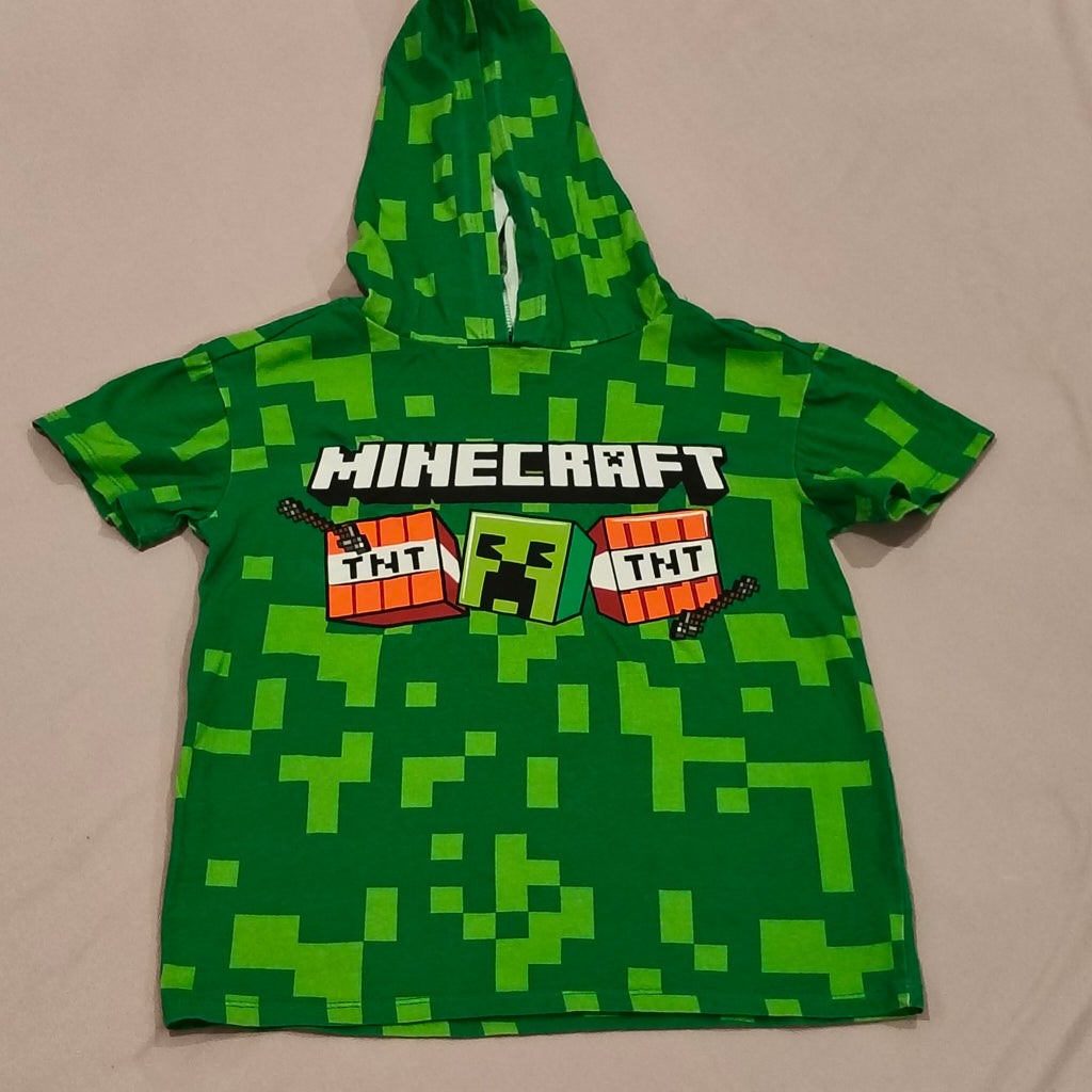 MINECRAFT hooded top size 9 boys short sleeve