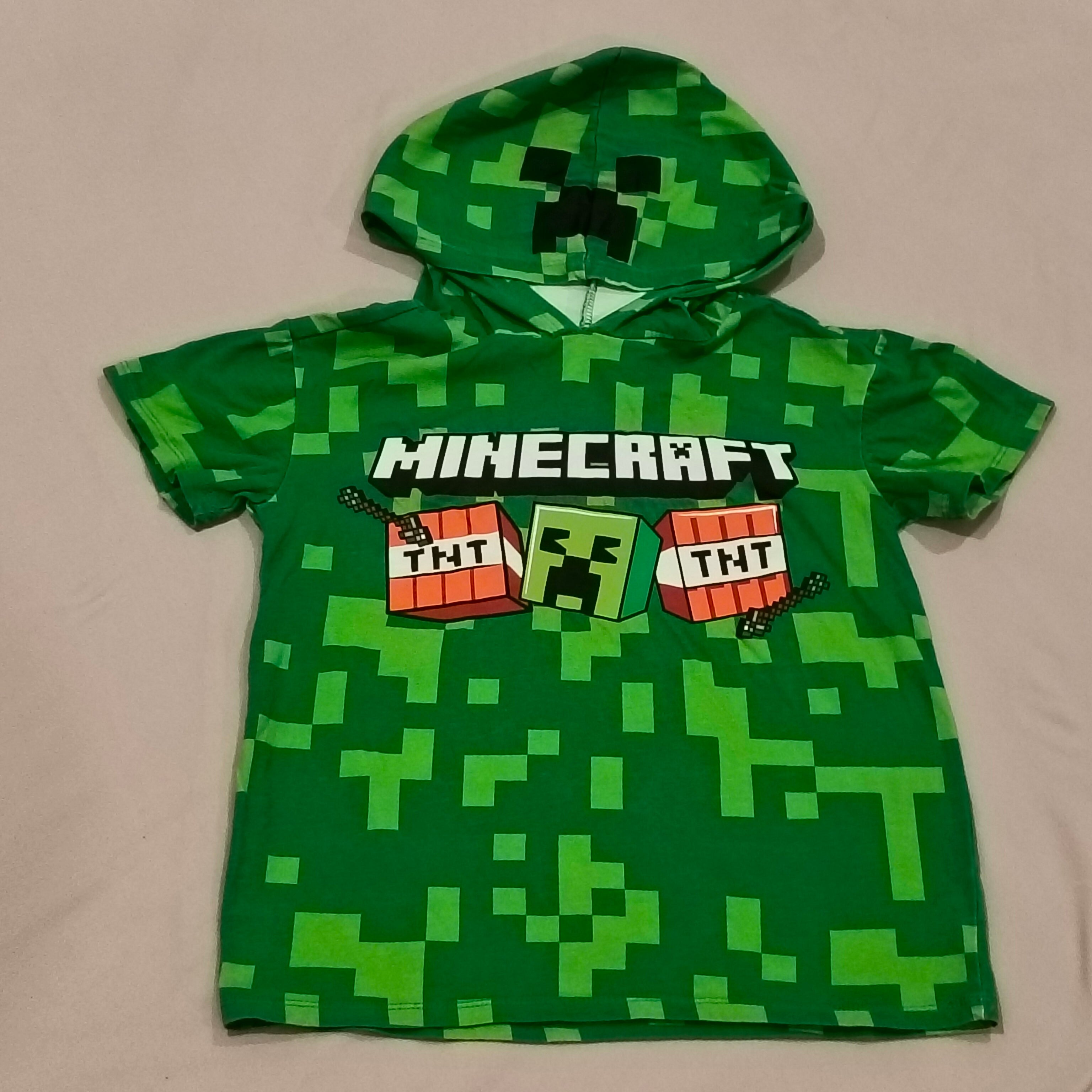 MINECRAFT hooded top size 9 boys short sleeve