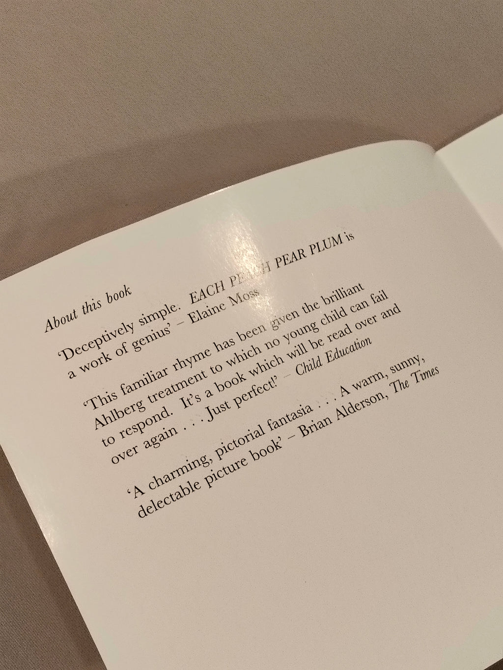 'Each Peach Pear Plum' by Janet and Allan Ahlberg BOOK Paperback