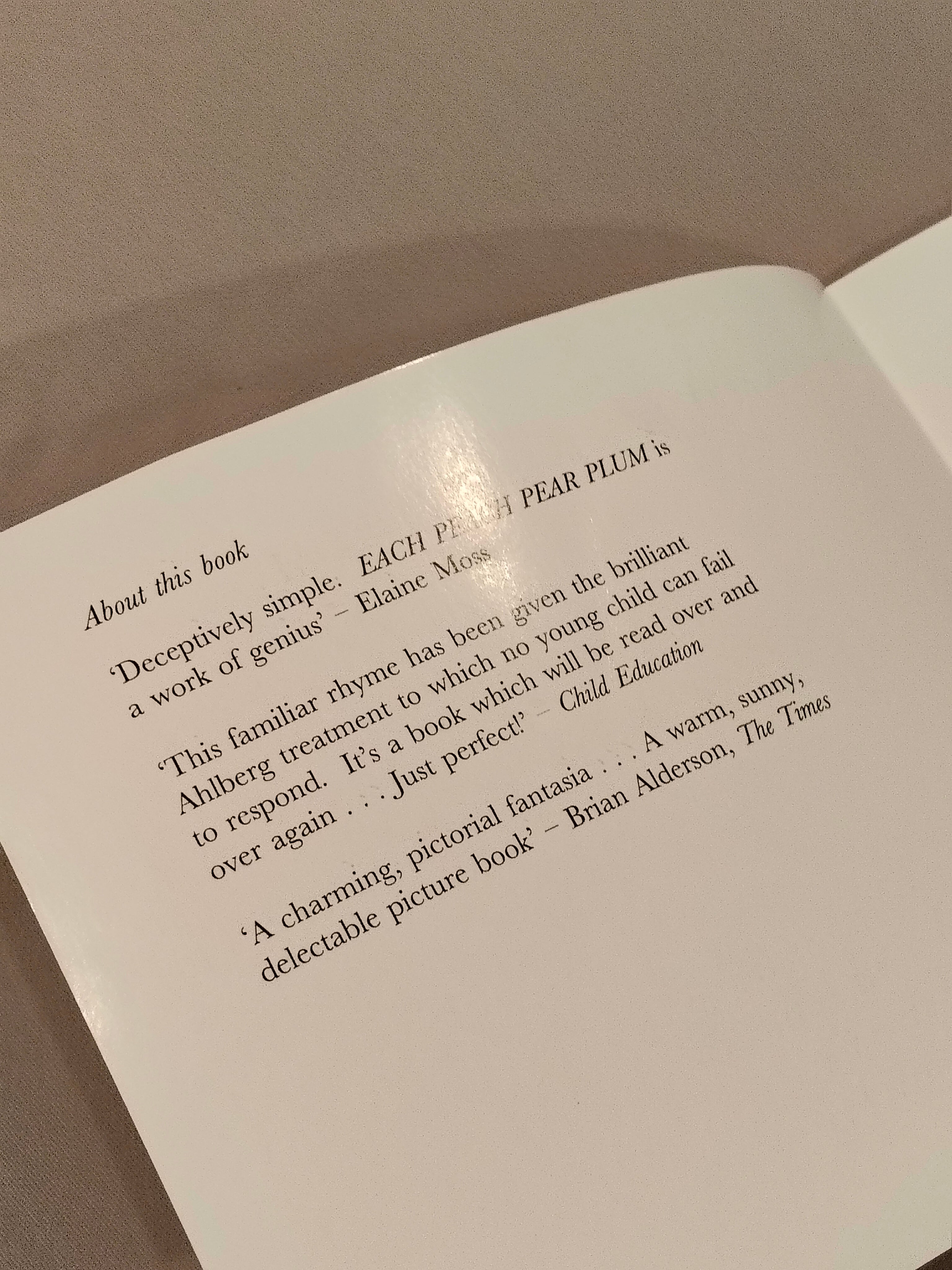 'Each Peach Pear Plum' by Janet and Allan Ahlberg BOOK Paperback