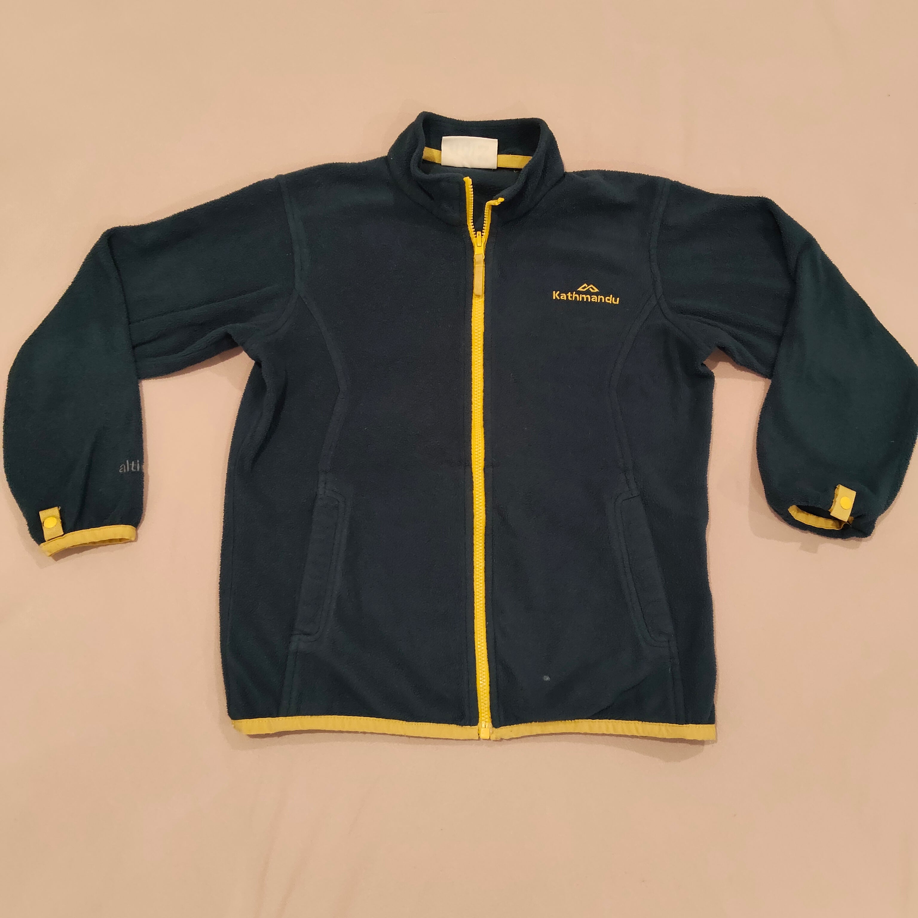 KATHMANDU zip up jumper size 6yrs unisex kids navy/yellow