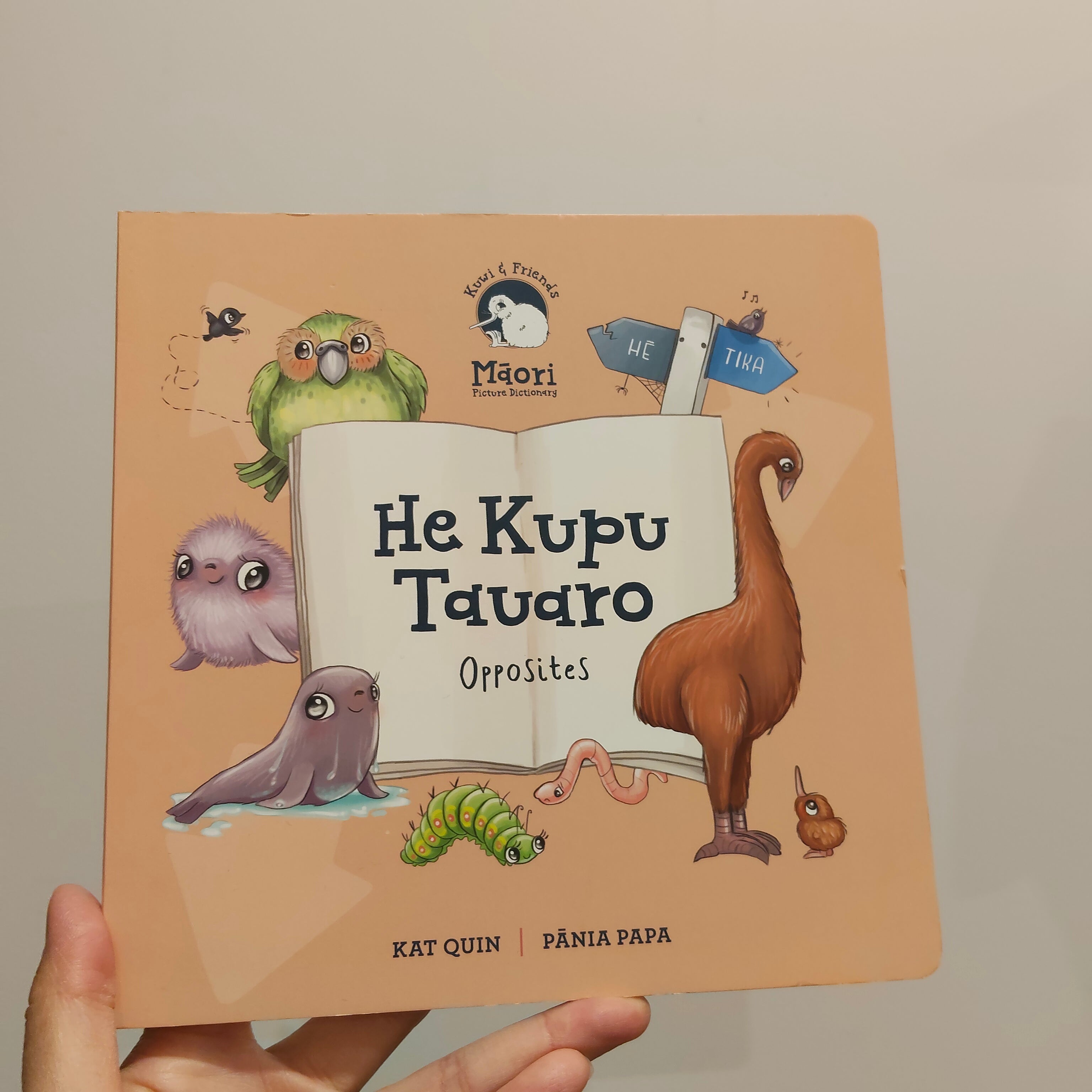 Kuwi & Friends He Kupu Tauaro: Opposites board book