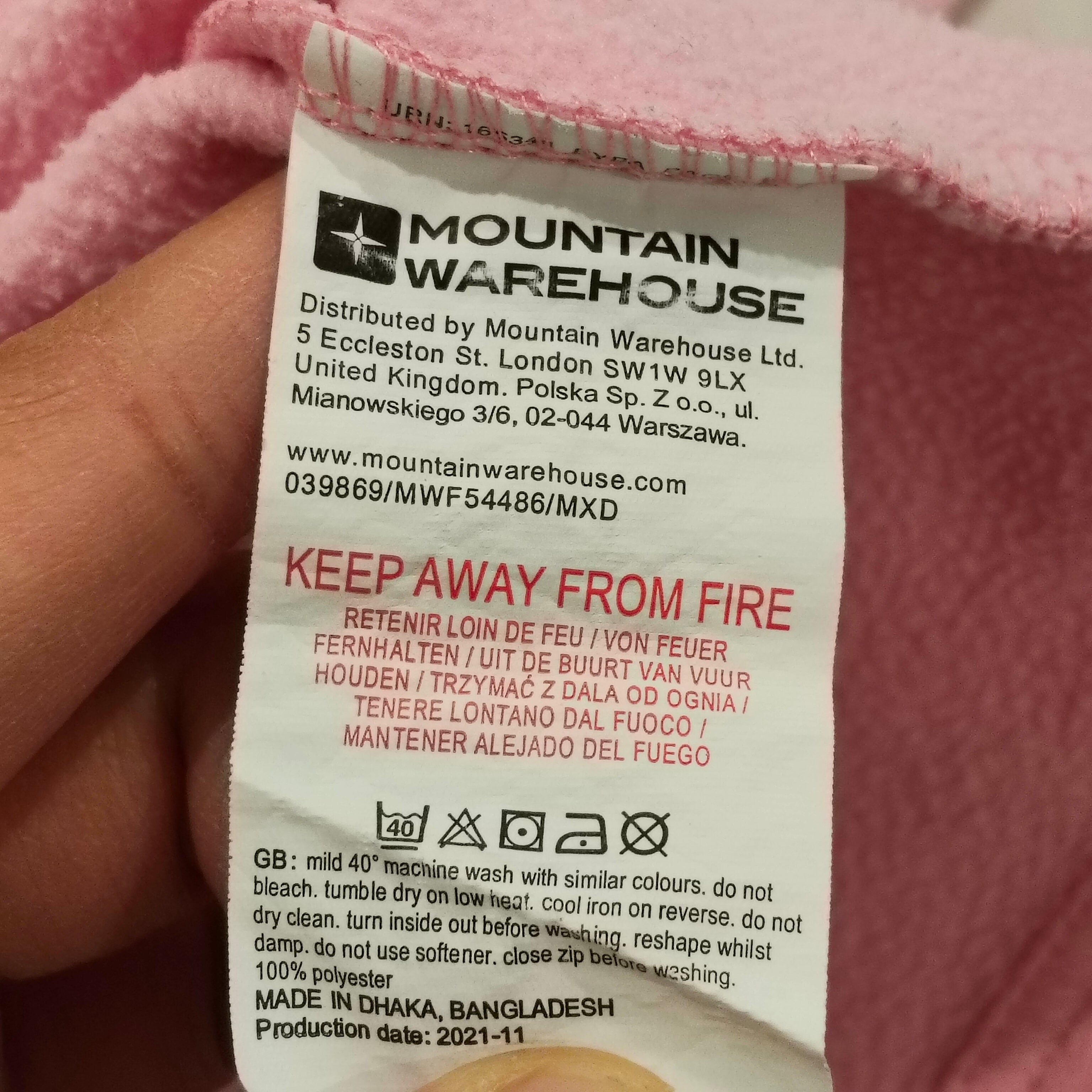 MOUTAIN WAREHOUSE fleece jumper size 5-6yrs girls pink