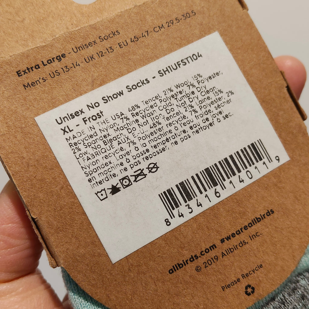 NEW Allbirds No Show Socks Unisex Size XL (29.5-30.5cm)