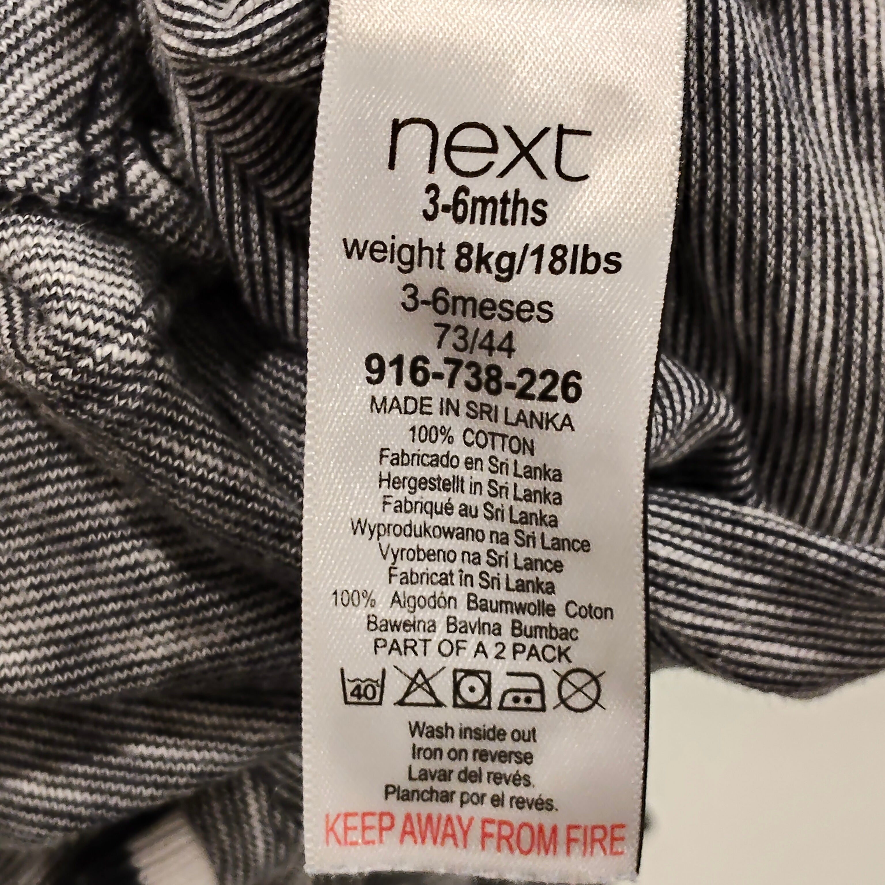 NEXT baby romper size 3-6m grey