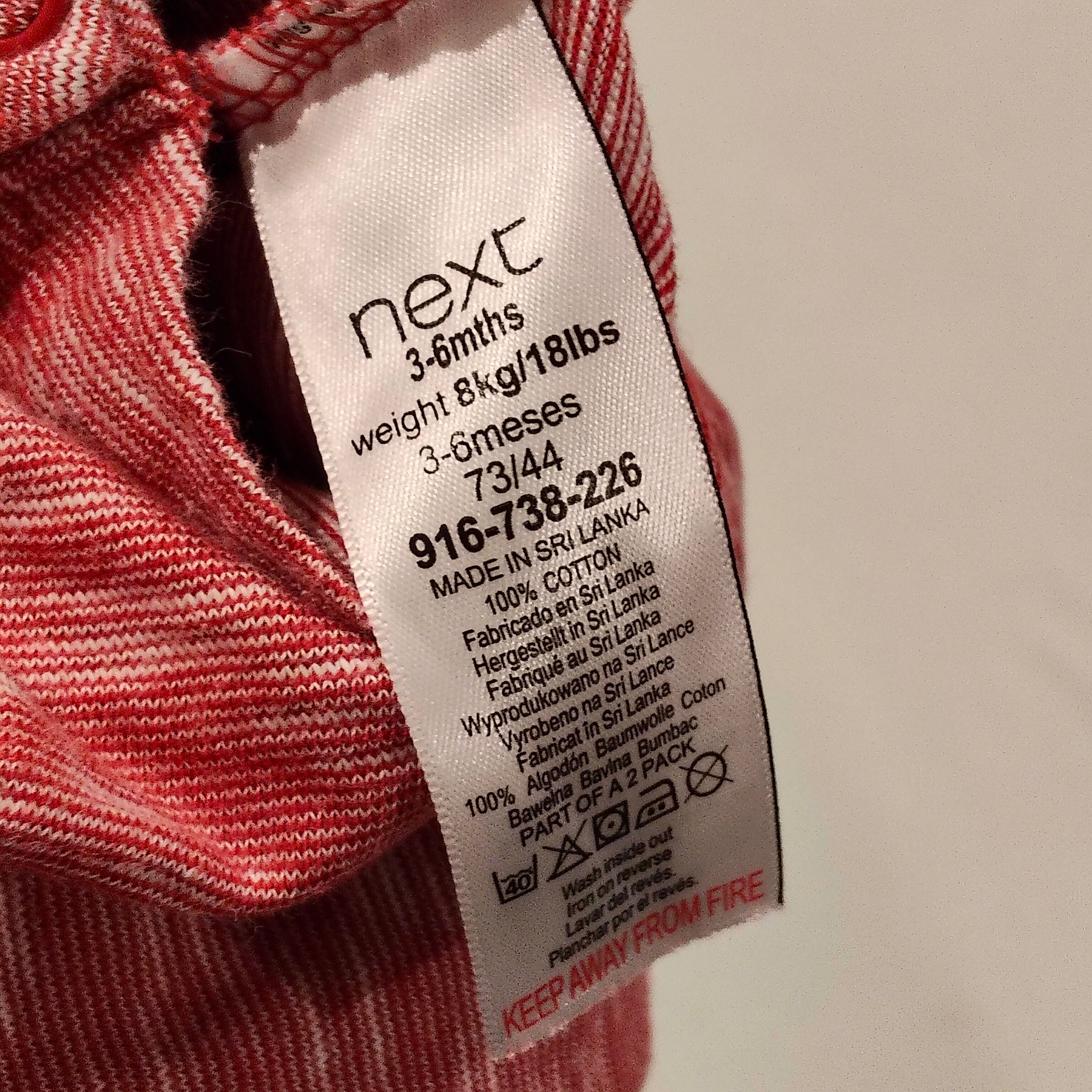 NEXT baby romper size 3-6m red