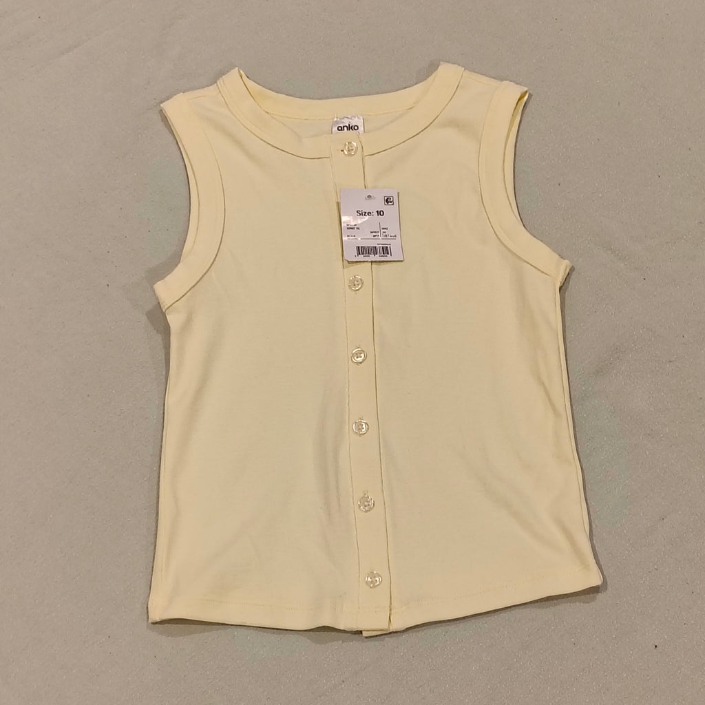 New top size 10yrs girls light yellow sleeveless