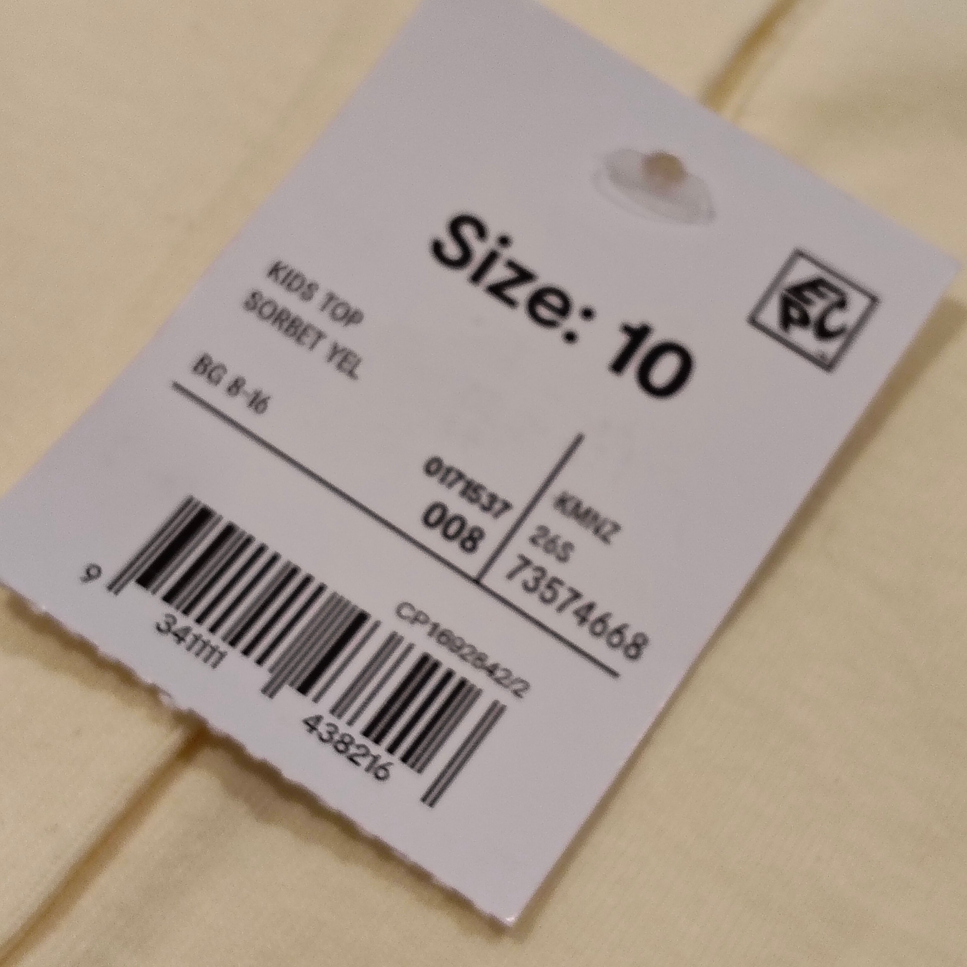 New top size 10yrs girls light yellow sleeveless