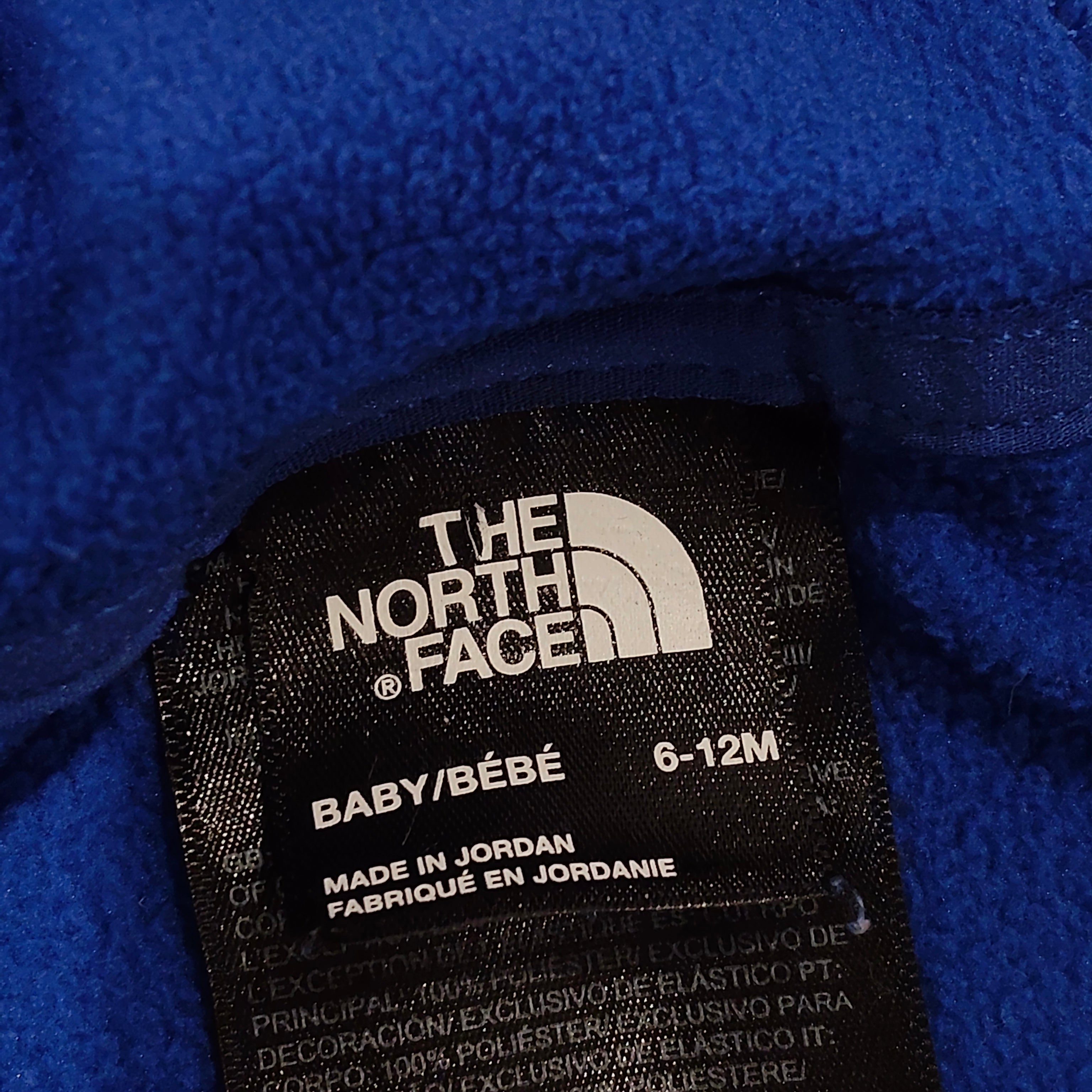 THE NORTH FACE fleece zip hoodie size 6-12m babies navy