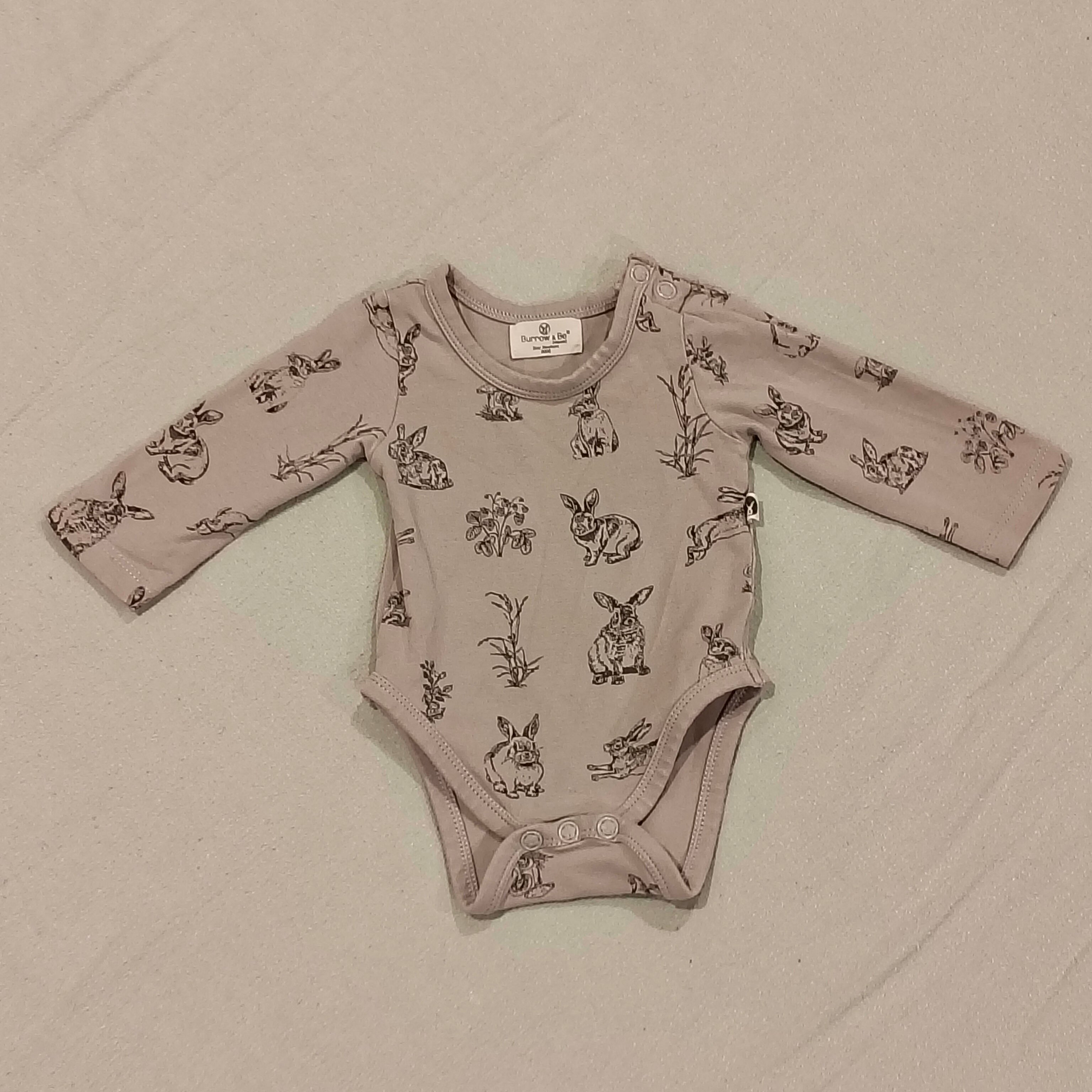 BURROW & BE bodysuit size Newborn long sleeve Organic cotton